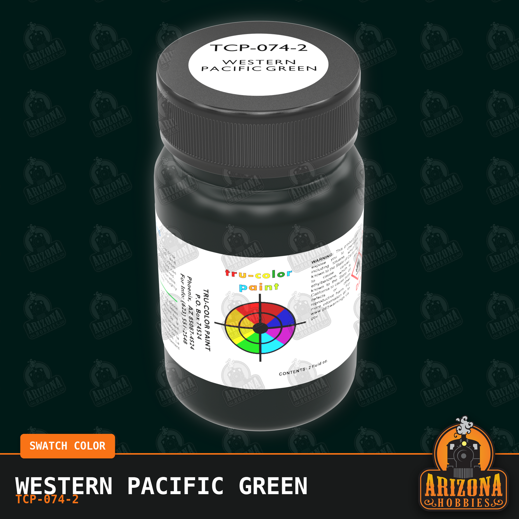 Western Pacific GREEN 2-oz bottle (Air-brush) Tru-Color Paint SPECIAL ORDER ONLY