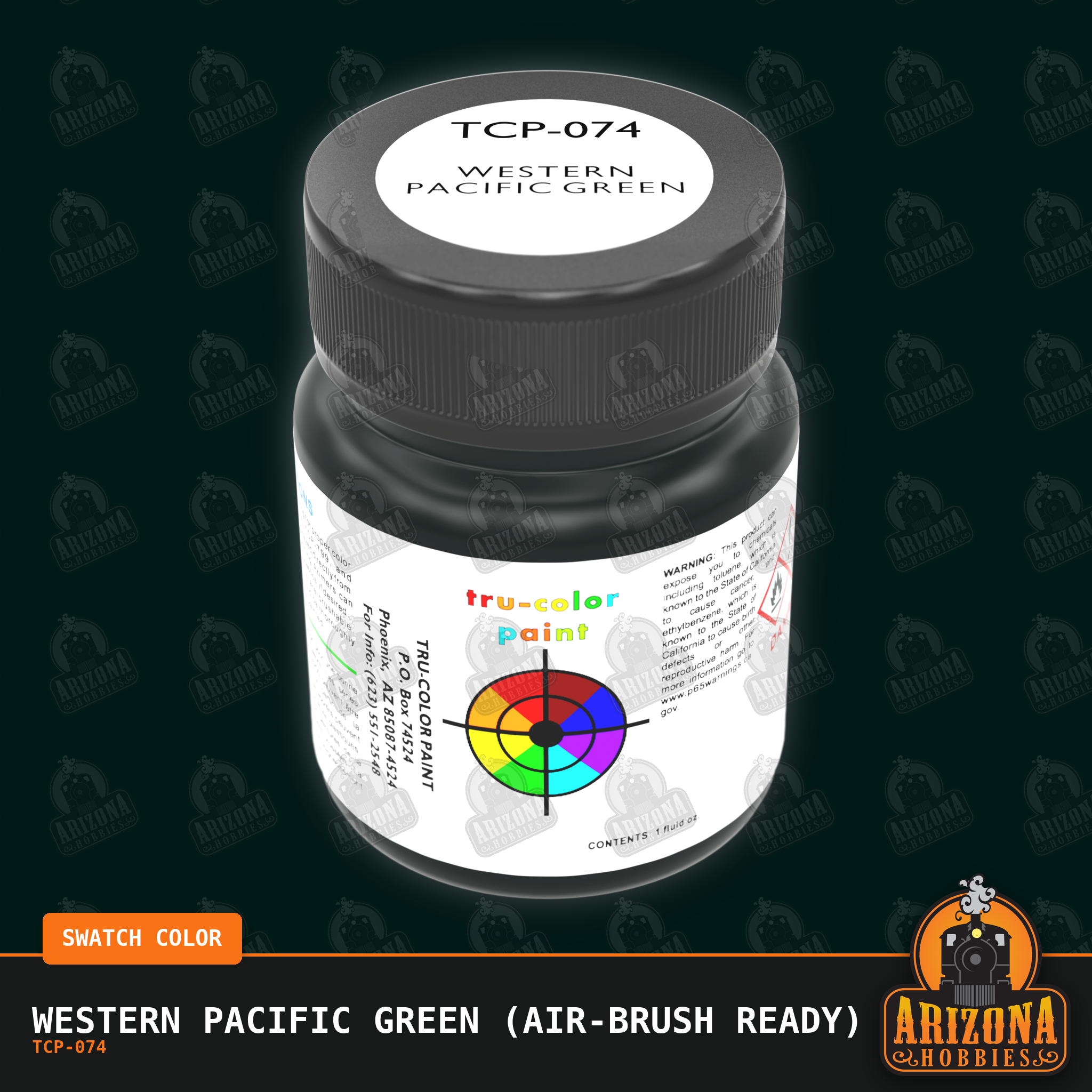 Western Pacific GREEN 1-oz bottle (Air-brush) Tru-Color Paint