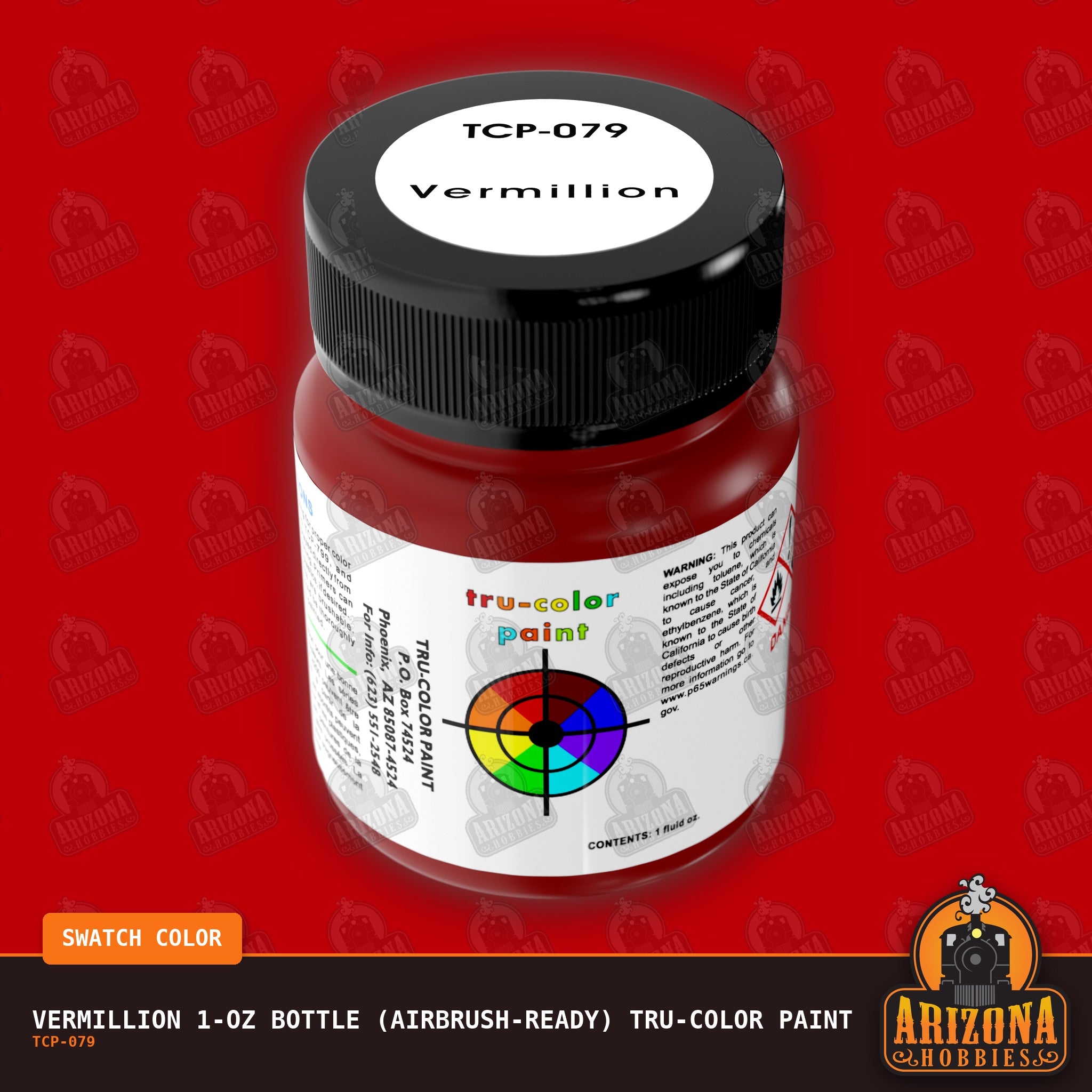 VERMILLION 1-oz bottle (Airbrush-ready) Tru-Color Paint