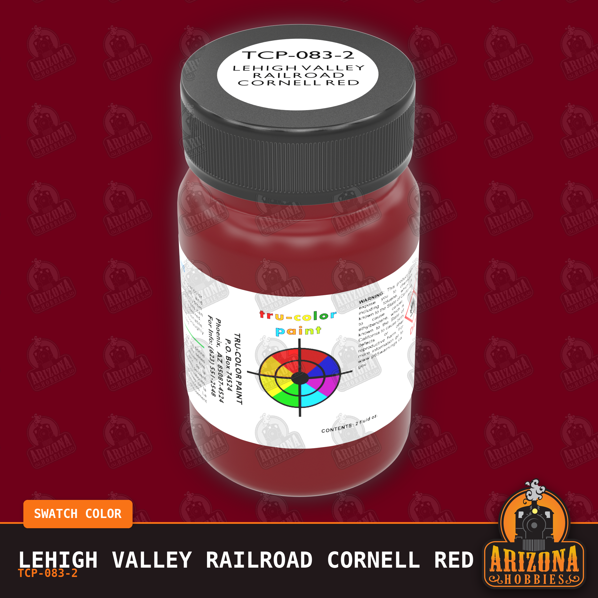 Lehigh Valley Railroad CORNELL RED 2-oz bottle (Air-brush) Tru-Color Paint SPECIAL ORDER ONLY