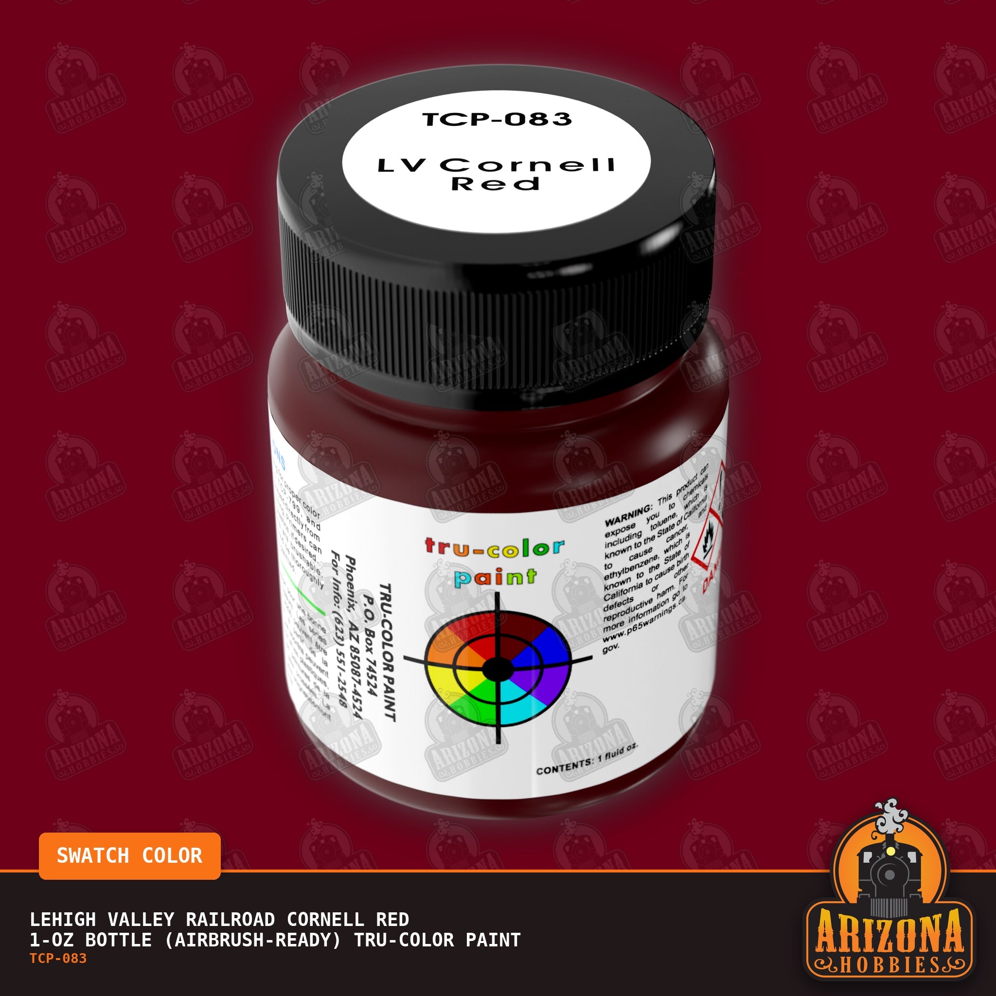 Lehigh Valley Railroad CORNELL RED 1-oz bottle (Airbrush-ready) Tru-Color Paint