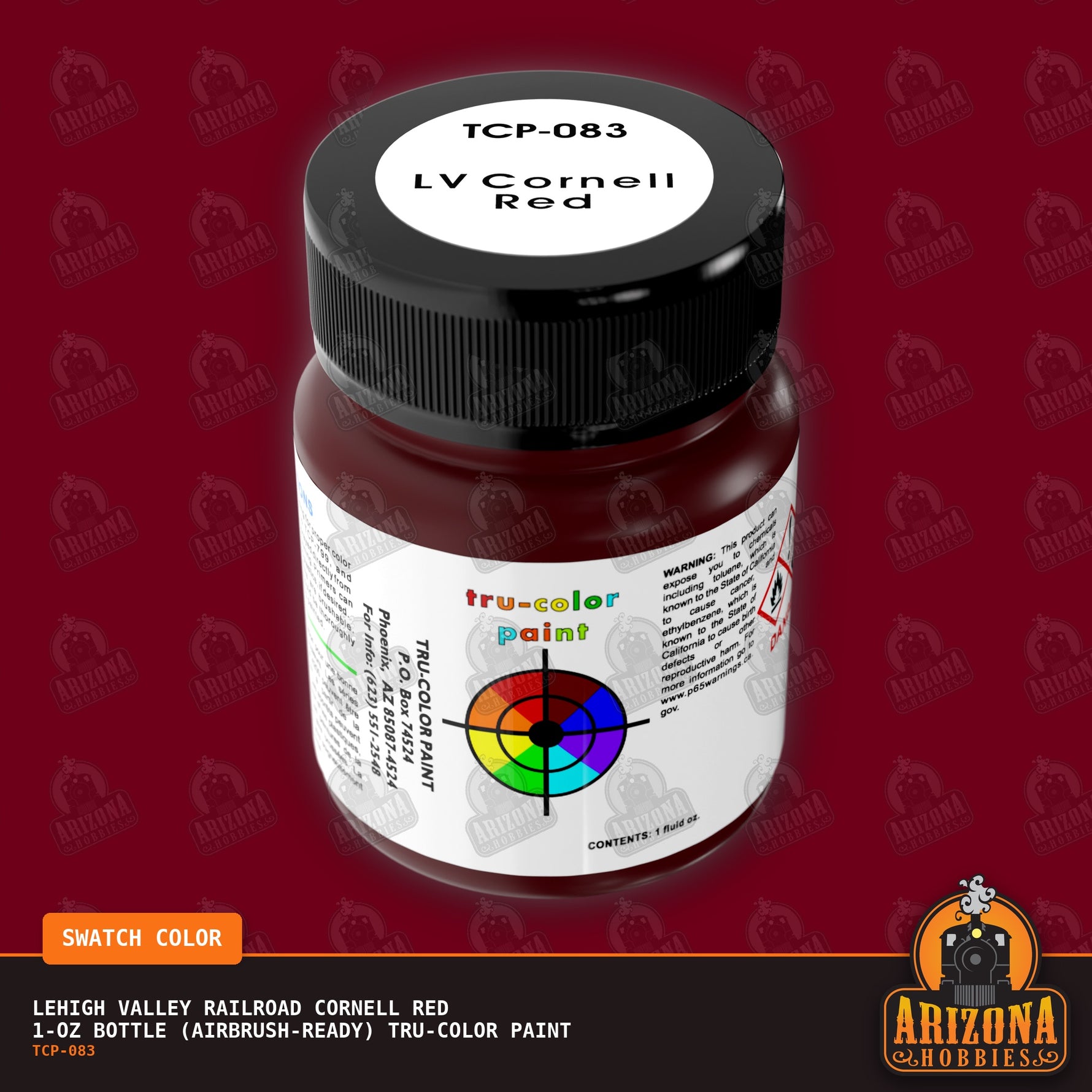 Lehigh Valley Railroad CORNELL RED 1-oz bottle (Airbrush-ready) Tru-Color Paint