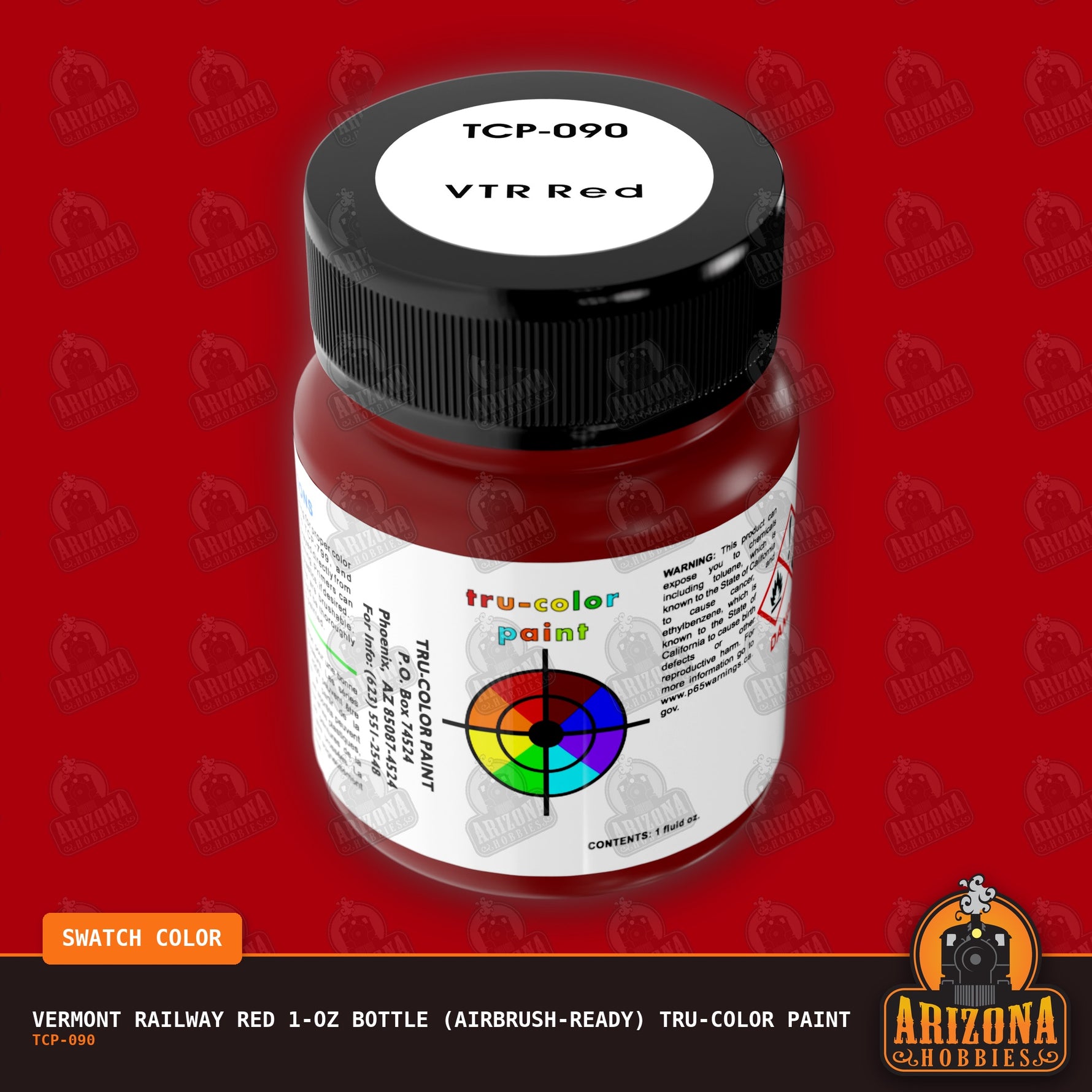 Vermont Railway RED 1-oz bottle (Airbrush-ready) Tru-Color Paint