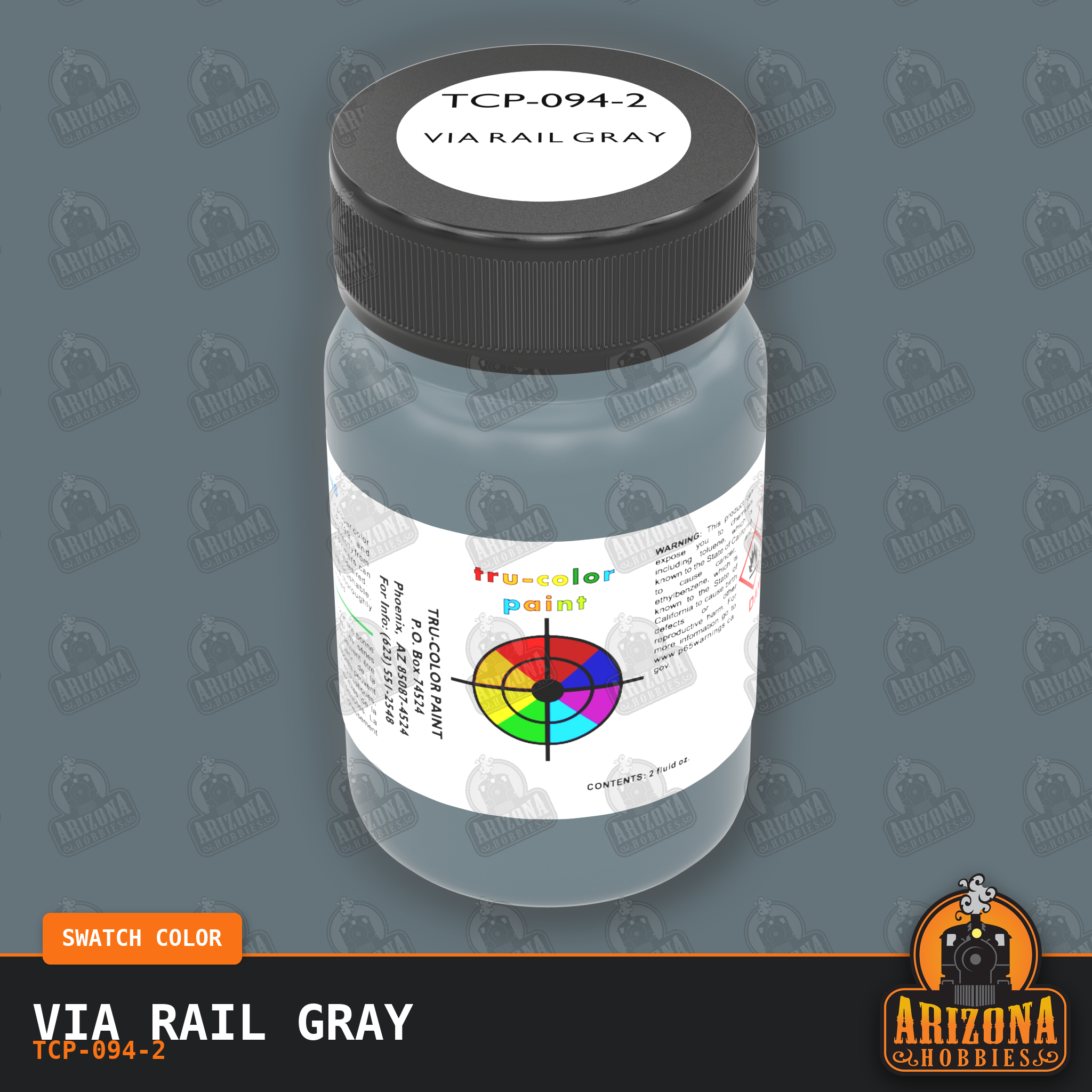 VIA Rail GRAY 2-oz bottle (Air-brush) Tru-Color Paint SPECIAL ORDER ONLY