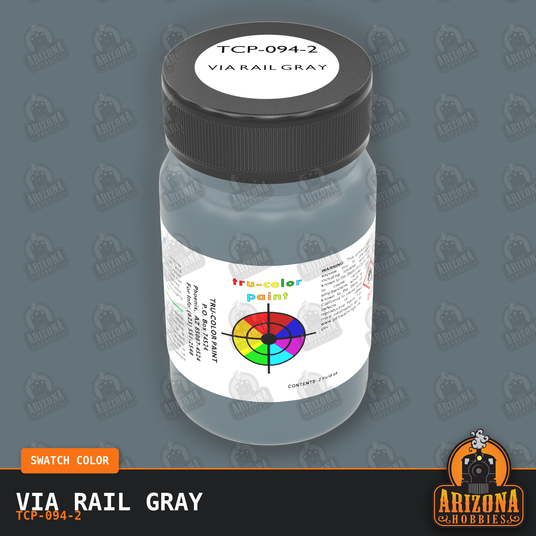 VIA Rail GRAY 2-oz bottle (Air-brush) Tru-Color Paint SPECIAL ORDER ONLY