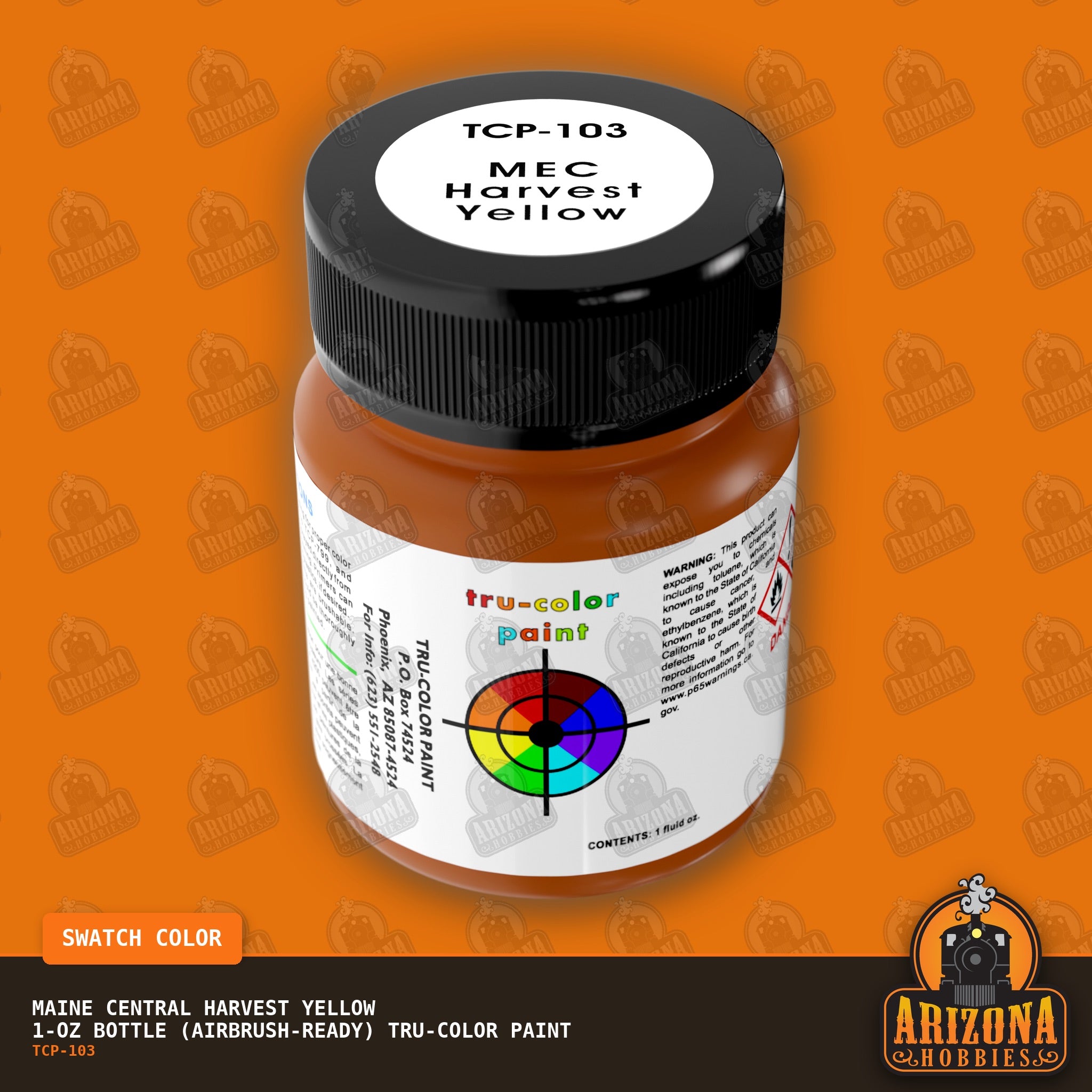 Maine Central HARVEST YELLOW 1-oz bottle (Airbrush-ready) Tru-Color Paint