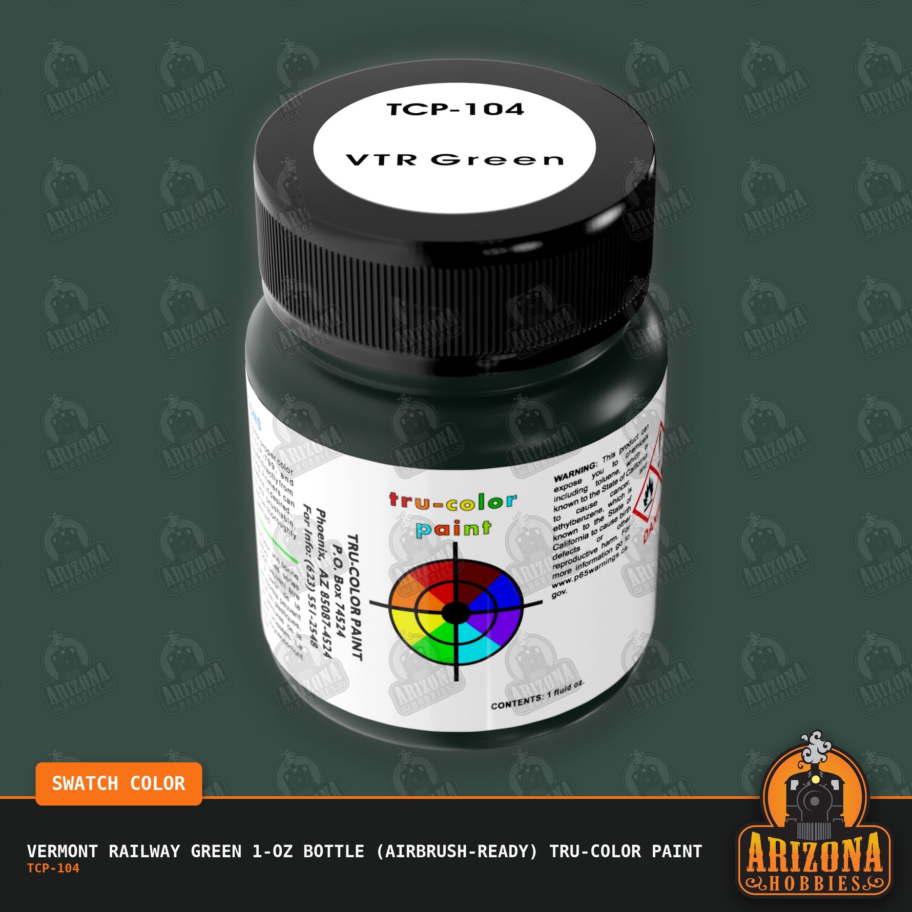 Vermont Railway GREEN 1-oz bottle (Airbrush-ready) Tru-Color Paint
