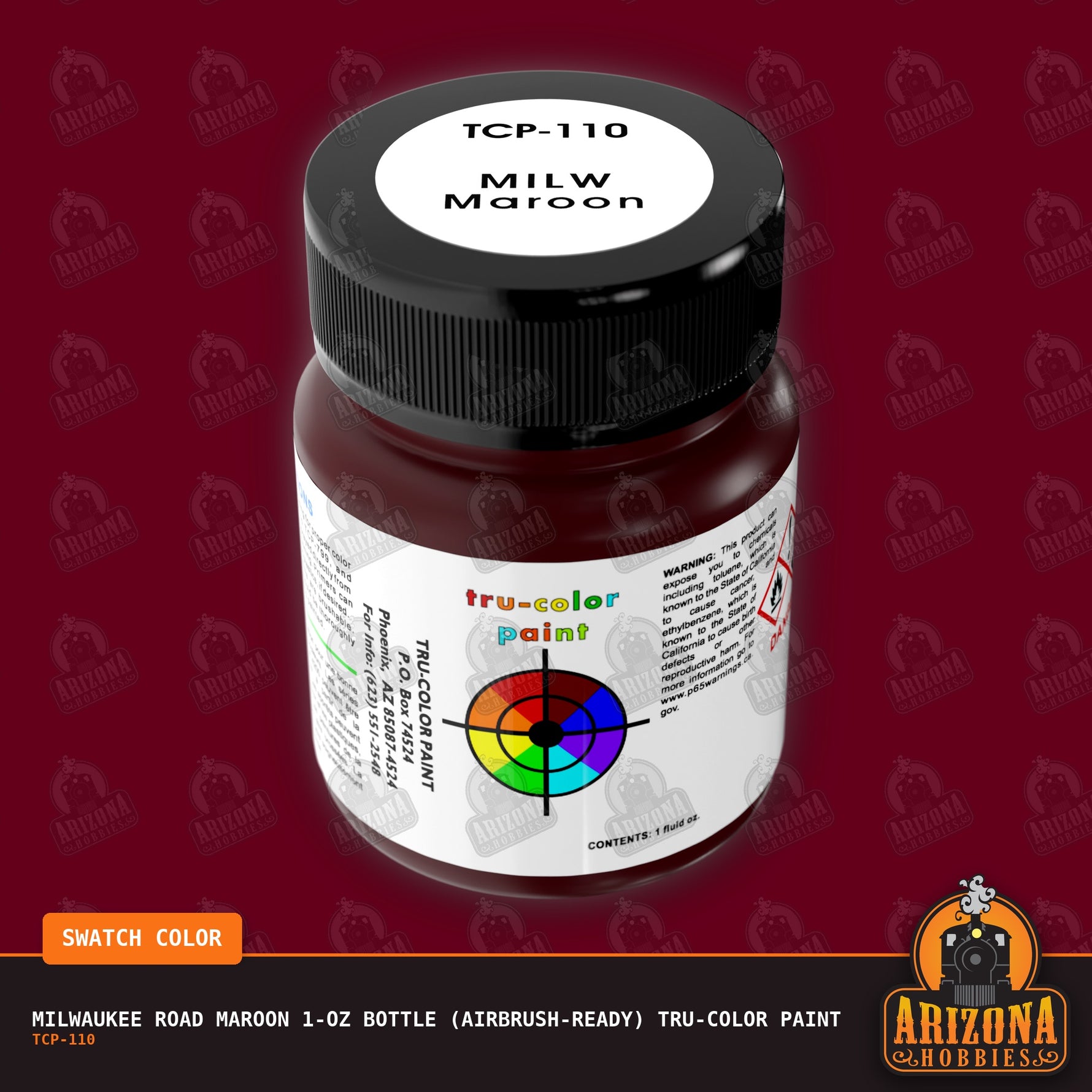 Milwaukee Road MAROON 1-oz bottle (Airbrush-ready) Tru-Color Paint