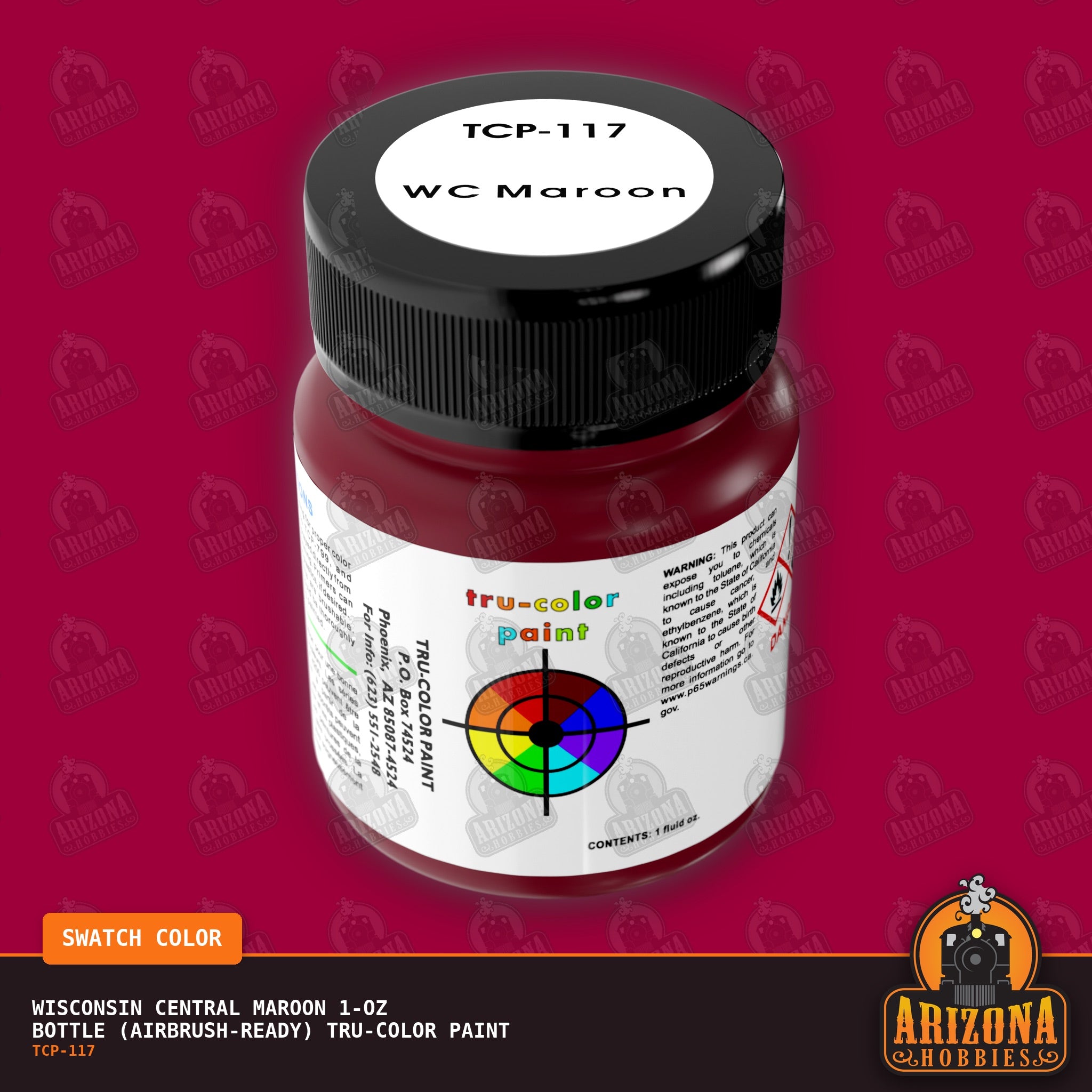 Wisconsin Central MAROON 1-oz bottle (Airbrush-ready) Tru-Color Paint