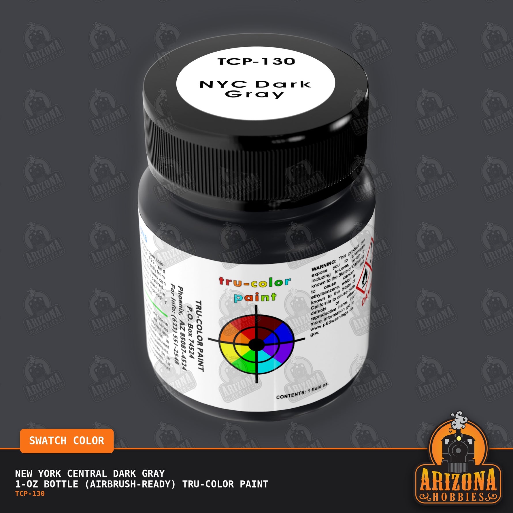 New York Central DARK GRAY 1-oz bottle (Airbrush-ready) Tru-Color Paint