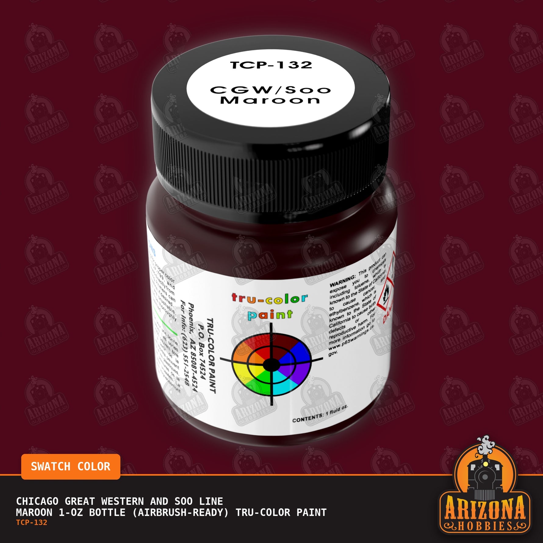Chicago Great Western and Soo Line MAROON 1-oz bottle (Airbrush-ready) Tru-Color Paint