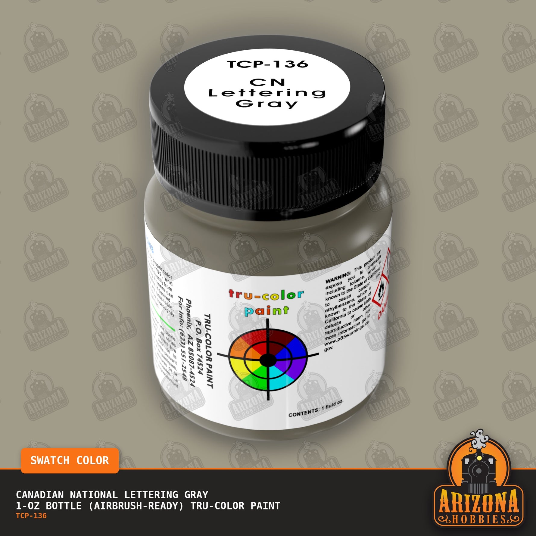 Canadian National LETTERING GRAY 1-oz bottle (Airbrush-ready) Tru-Color Paint