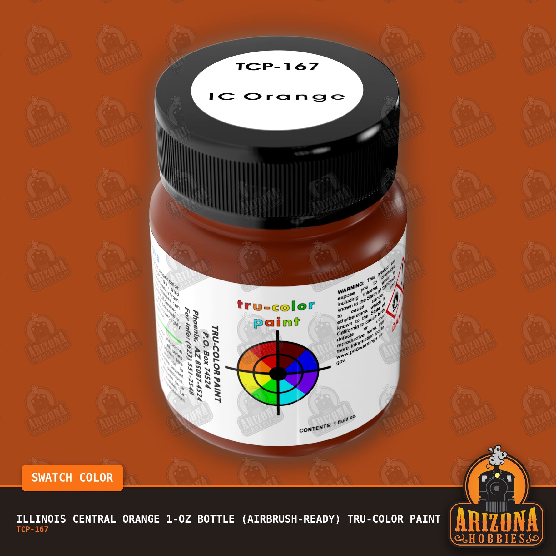 Illinois Central ORANGE 1-oz bottle (Airbrush-ready) Tru-Color Paint