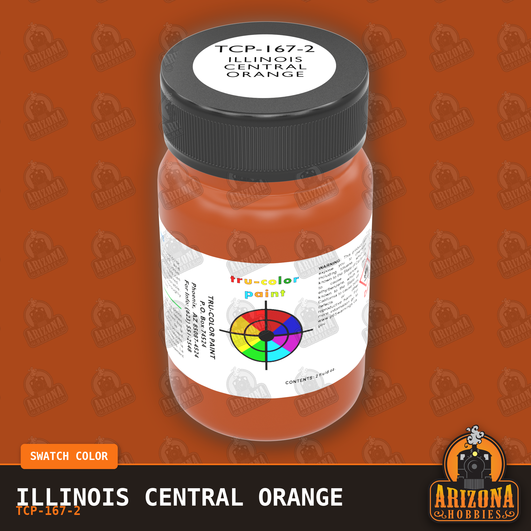 Illinois Central ORANGE 2-oz bottle (Air-brush) Tru-Color Paint SPECIAL ORDER ONLY