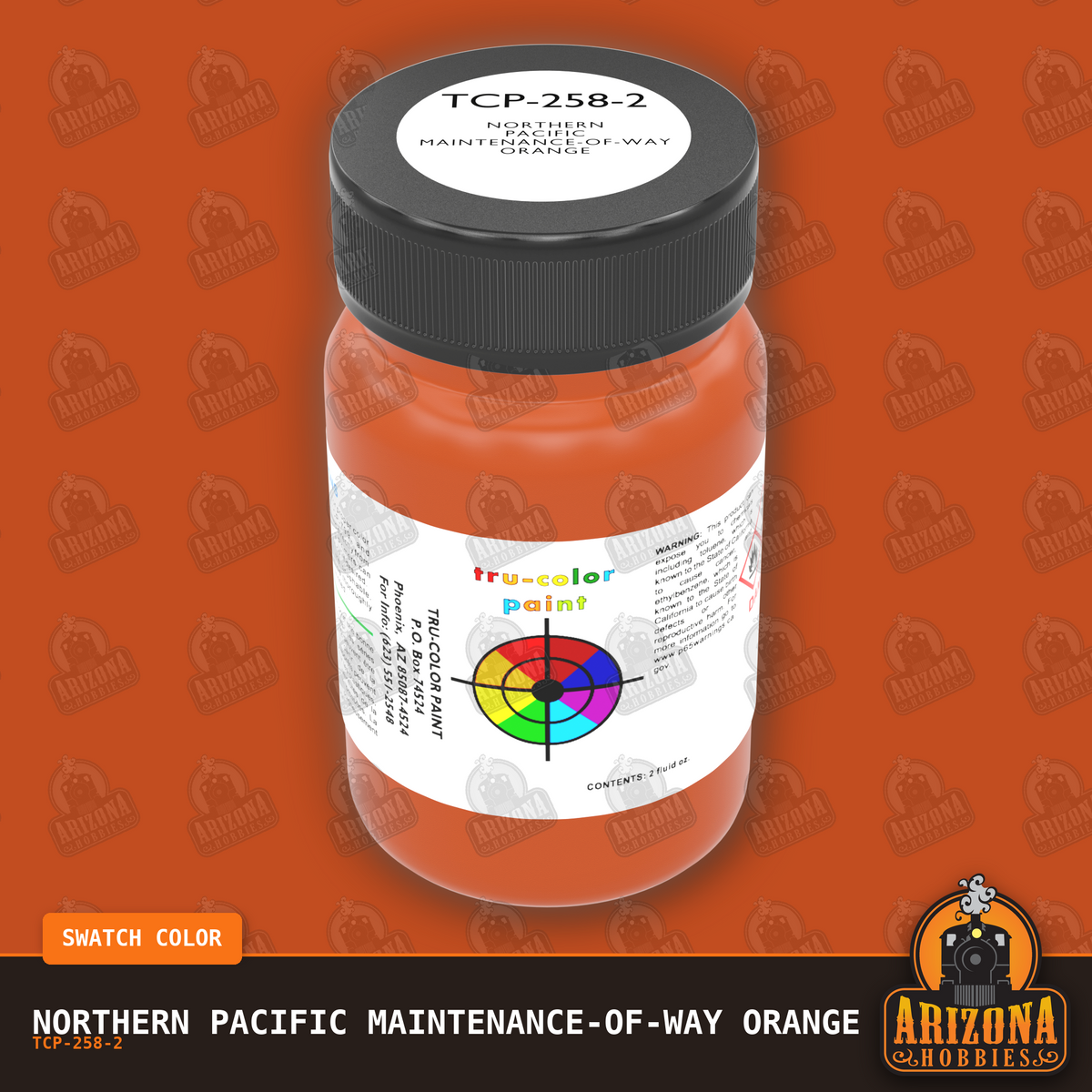 Northern Pacific MAINTENANCE-OF-WAY ORANGE 2-oz bottle (Air-brush) Tru-Color Paint SPECIAL ORDER ONLY