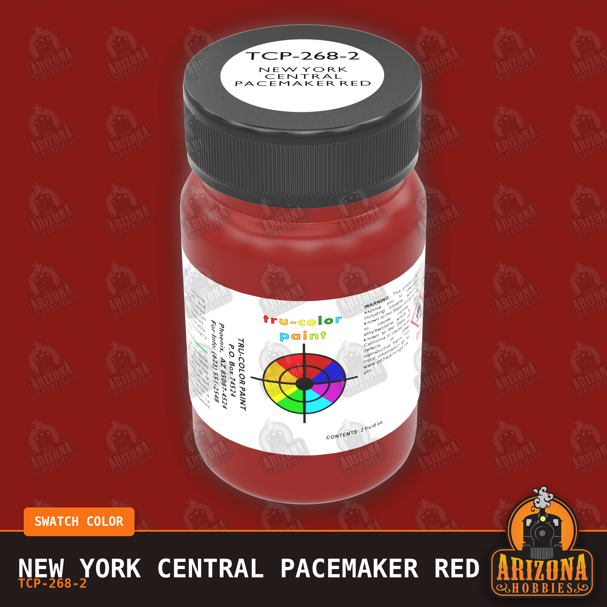 New York Central PACEMAKER RED 2-oz bottle (Air-brush) Tru-Color Paint SPECIAL ORDER ONLY