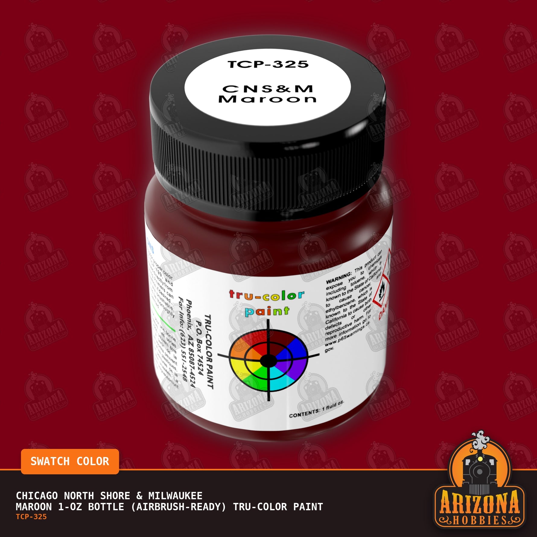 Chicago North Shore & Milwaukee MAROON 1-oz bottle (Airbrush-ready) Tru-Color Paint