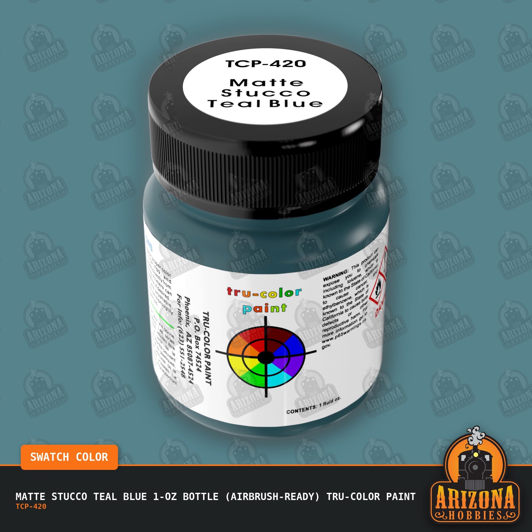 Matte STUCCO TEAL BLUE 1-oz bottle (Airbrush-ready) Tru-Color Paint