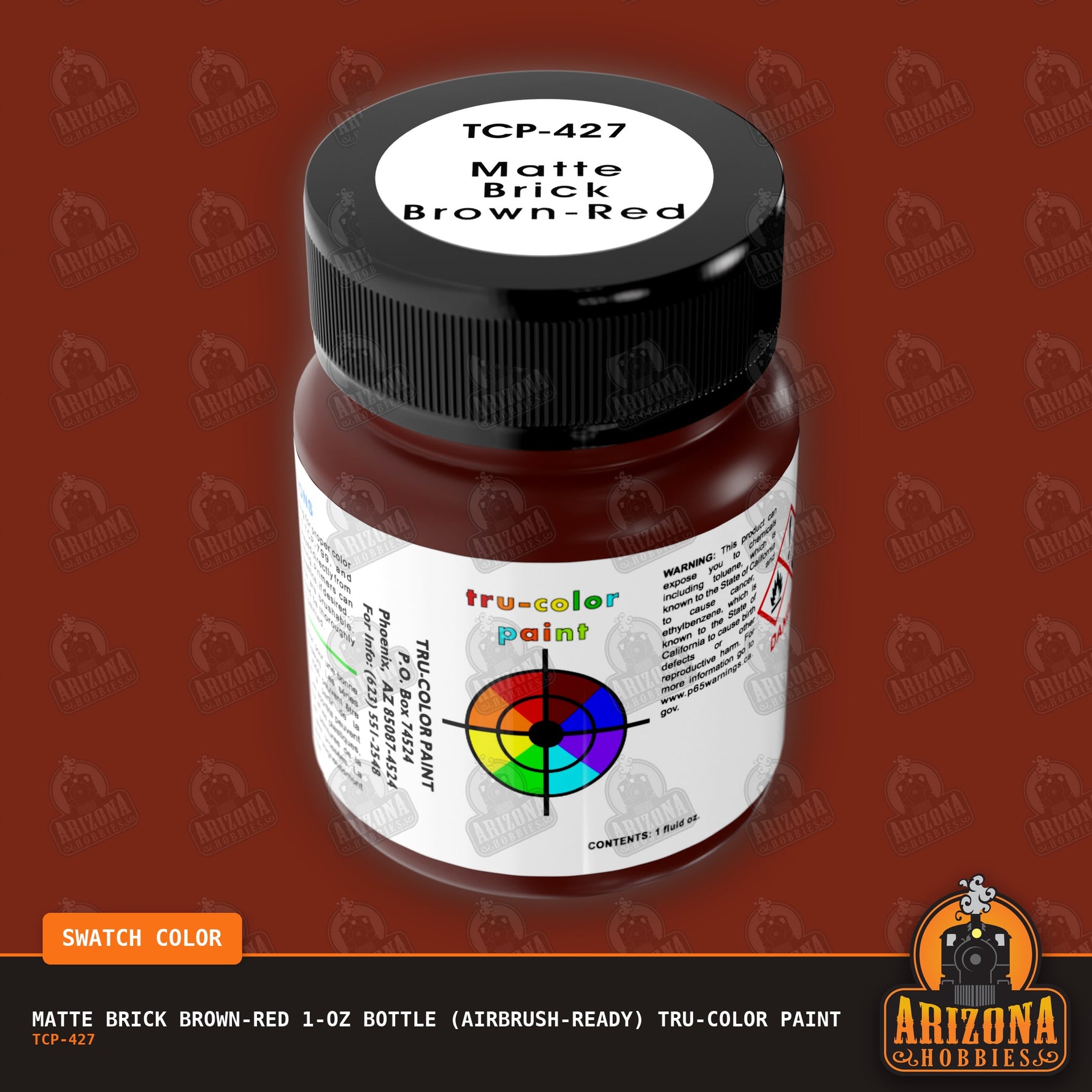 Matte BRICK BROWN-RED 1-oz bottle (Airbrush-ready) Tru-Color Paint