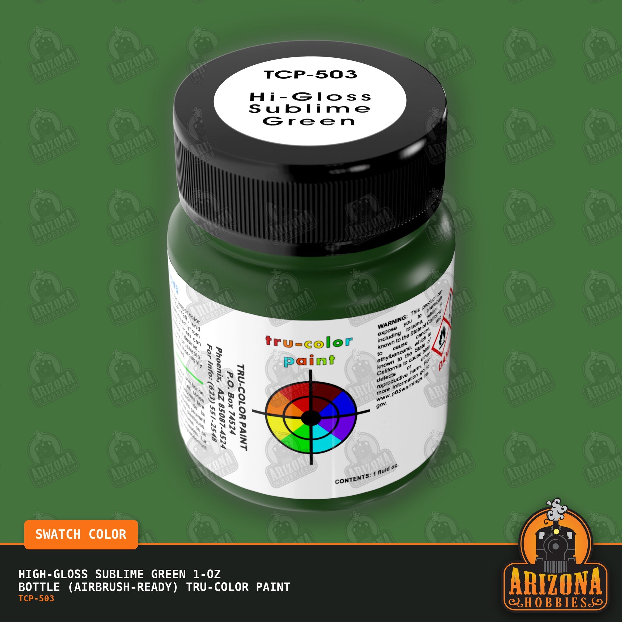 High-Gloss SUBLIME GREEN 1-oz bottle (Airbrush-ready) Tru-Color Paint