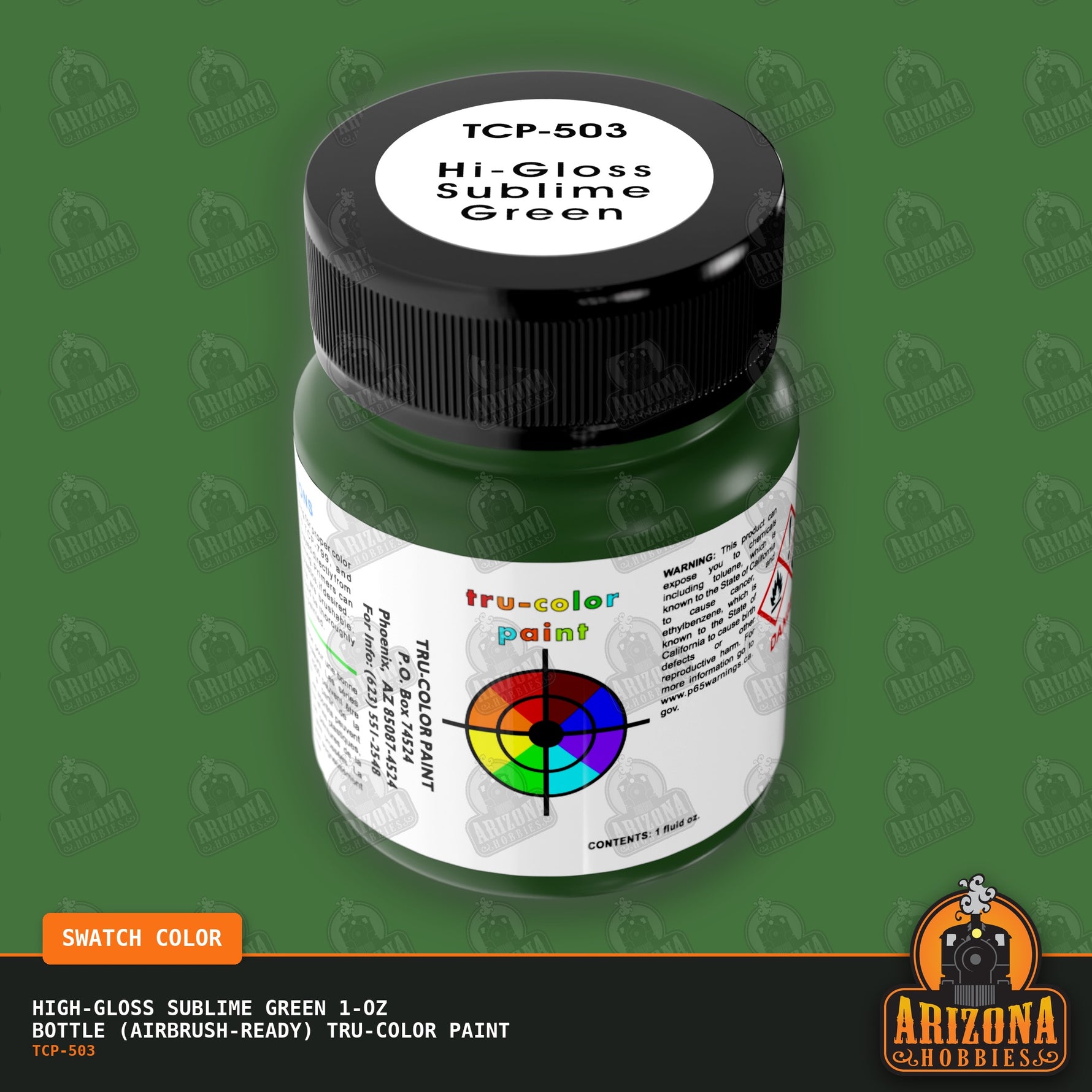 High-Gloss SUBLIME GREEN 1-oz bottle (Airbrush-ready) Tru-Color Paint