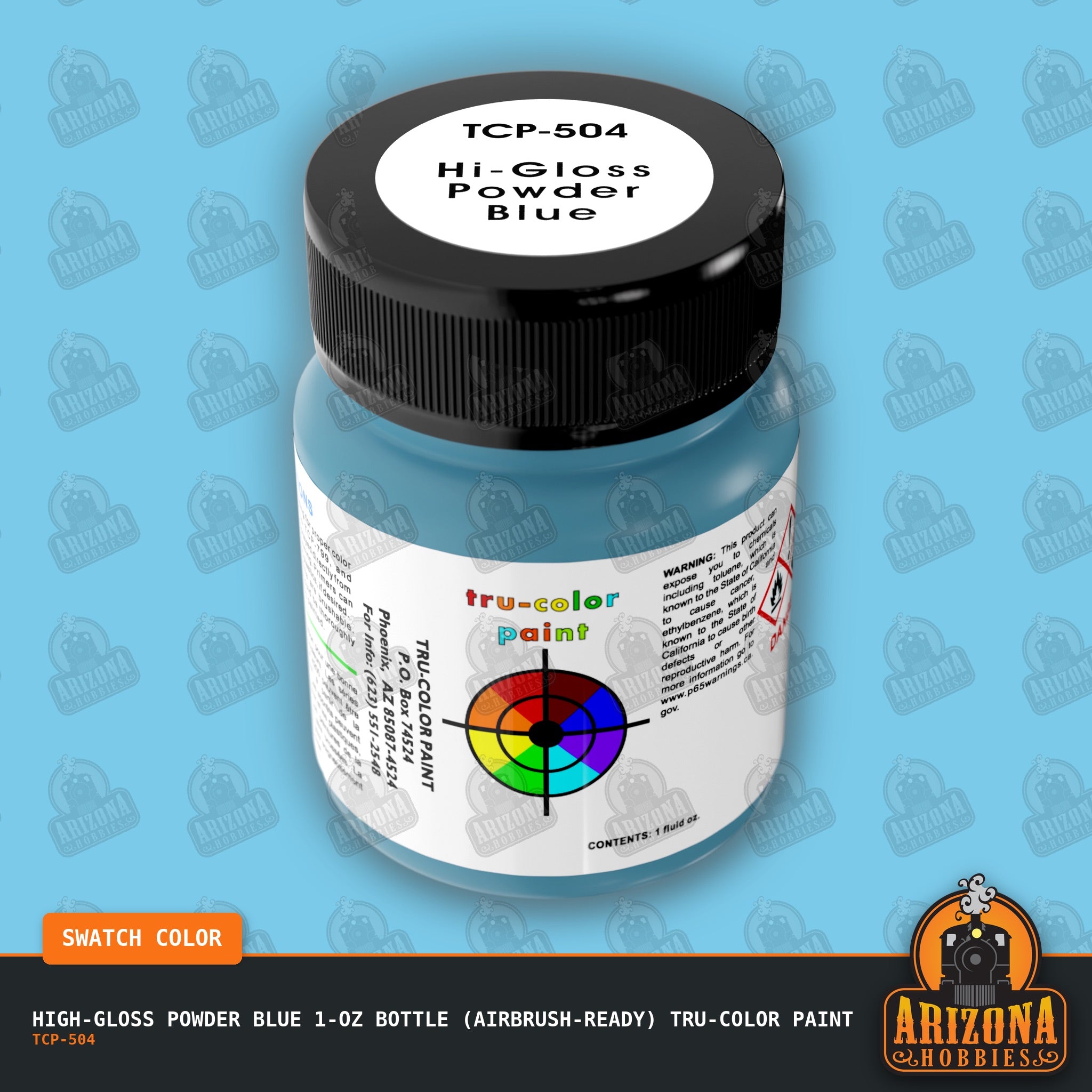 High-Gloss POWDER BLUE 1-oz bottle (Airbrush-ready) Tru-Color Paint