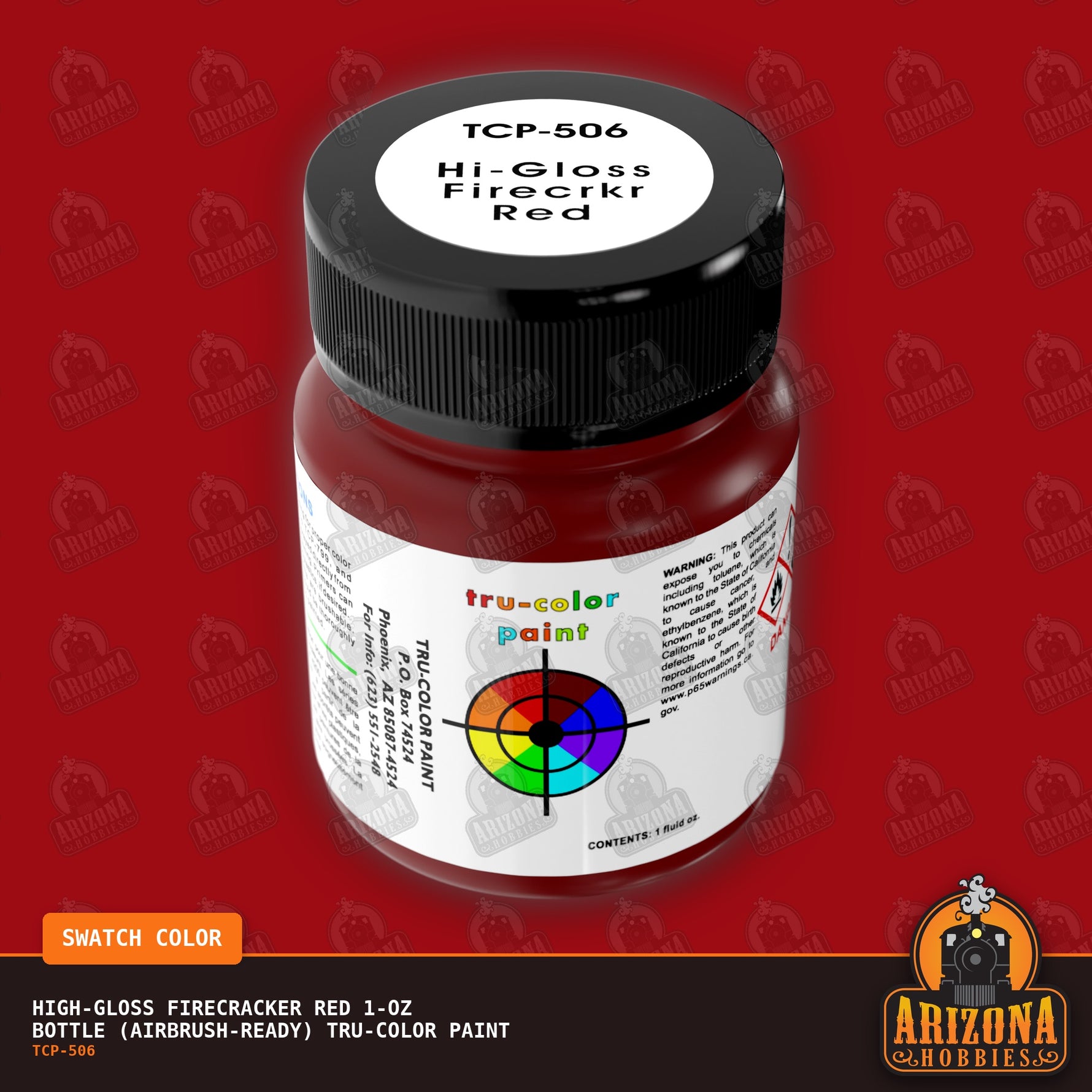 High-Gloss FIRECRACKER RED 1-oz bottle (Airbrush-ready) Tru-Color Paint