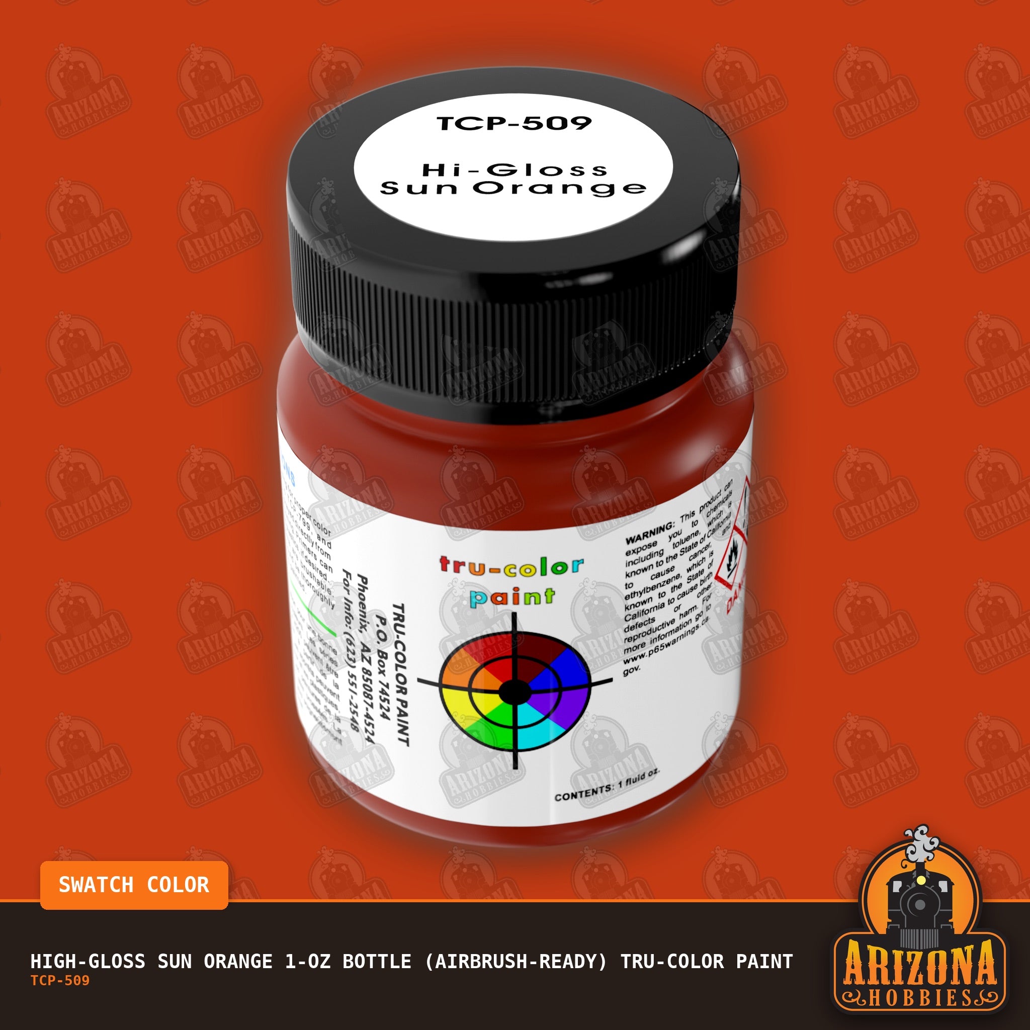 High-Gloss SUN ORANGE 1-oz bottle (Airbrush-ready) Tru-Color Paint