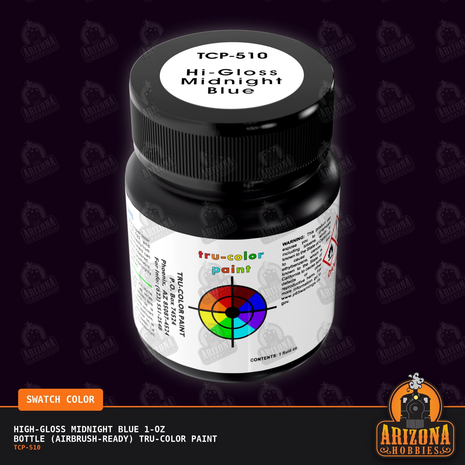 High-Gloss MIDNIGHT BLUE 1-oz bottle (Airbrush-ready) Tru-Color Paint