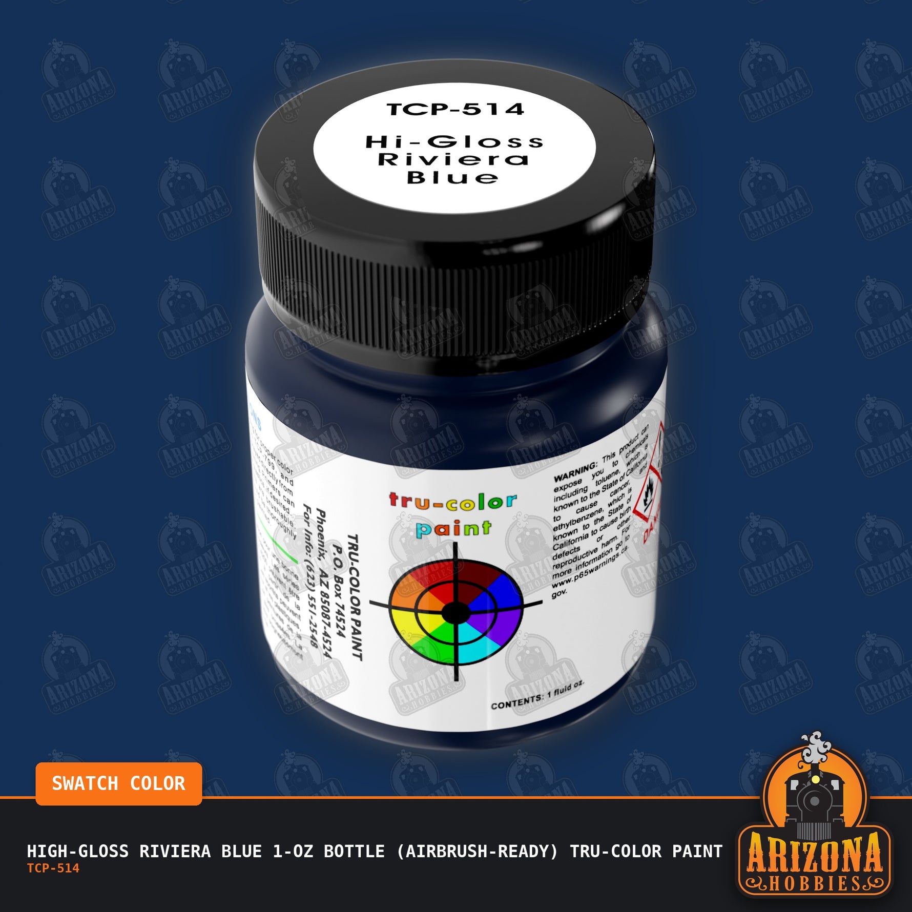 High-Gloss RIVIERA BLUE 1-oz bottle (Airbrush-ready) Tru-Color Paint