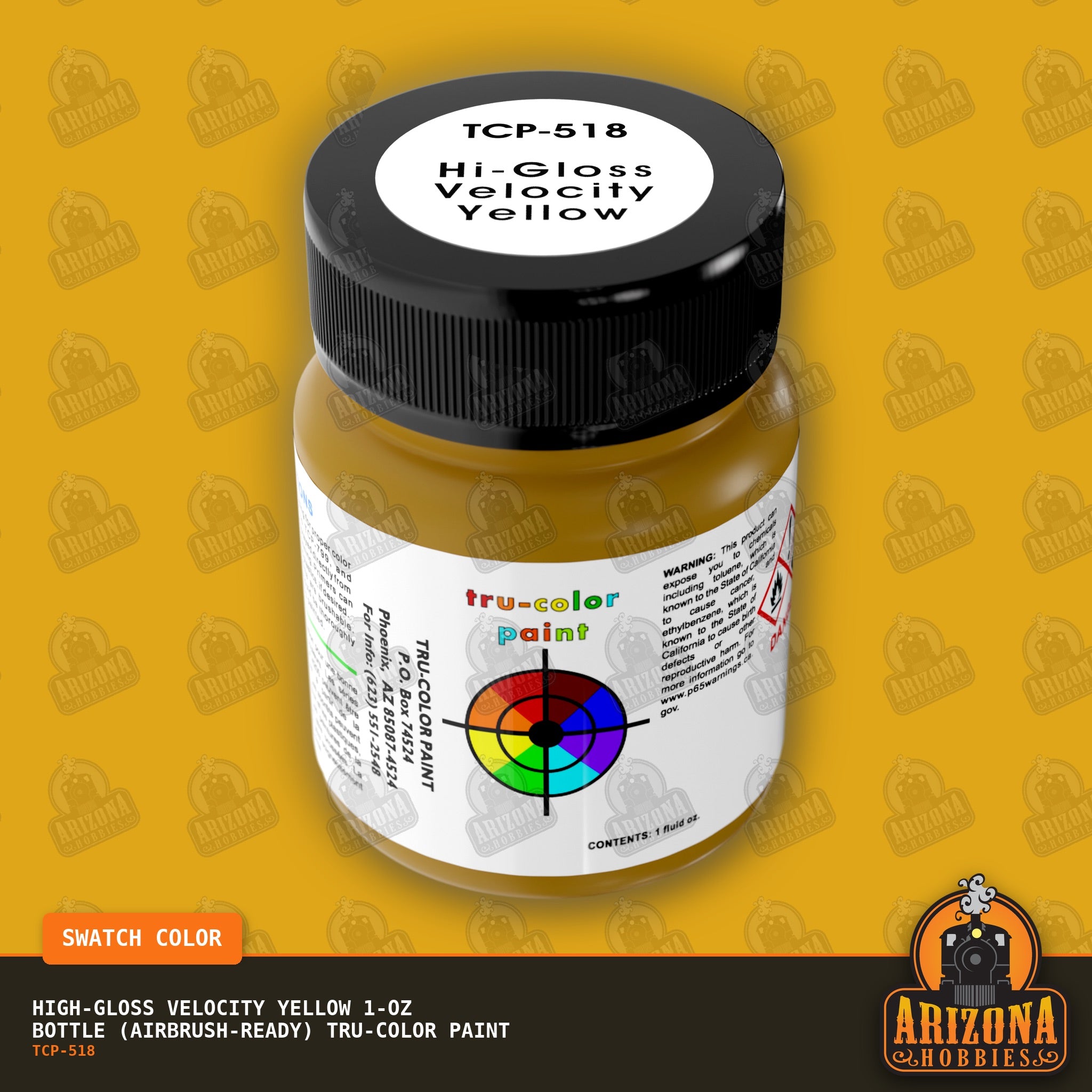 High-Gloss VELOCITY YELLOW 1-oz bottle (Airbrush-ready) Tru-Color Paint
