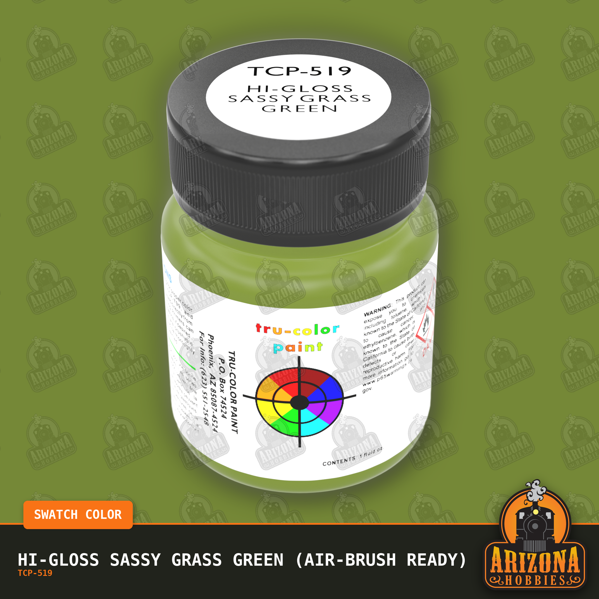 High-Gloss SASSY GRASS GREEN 1-oz bottle (Air-brush) Tru-Color Paint