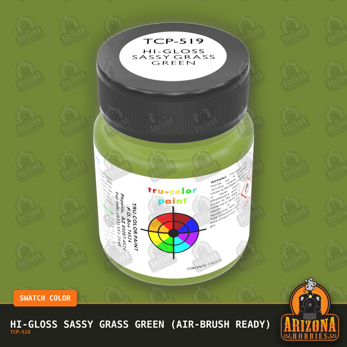 High-Gloss SASSY GRASS GREEN 1-oz bottle (Air-brush) Tru-Color Paint