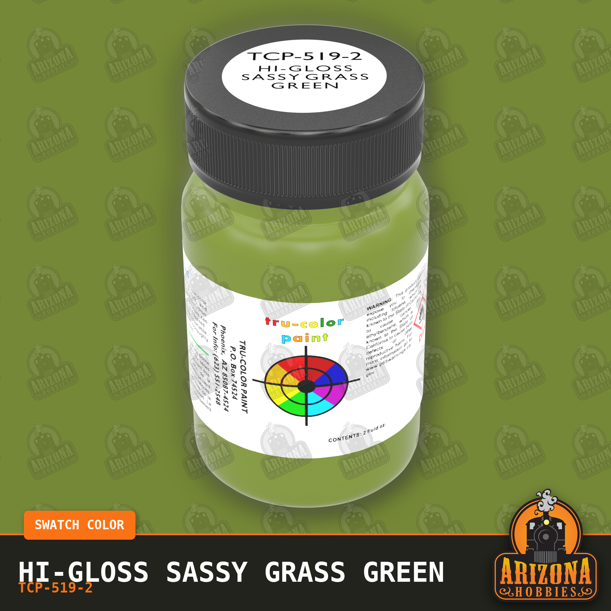High-Gloss SASSY GRASS GREEN 2-oz bottle (Air-brush) Tru-Color Paint SPECIAL ORDER ONLY