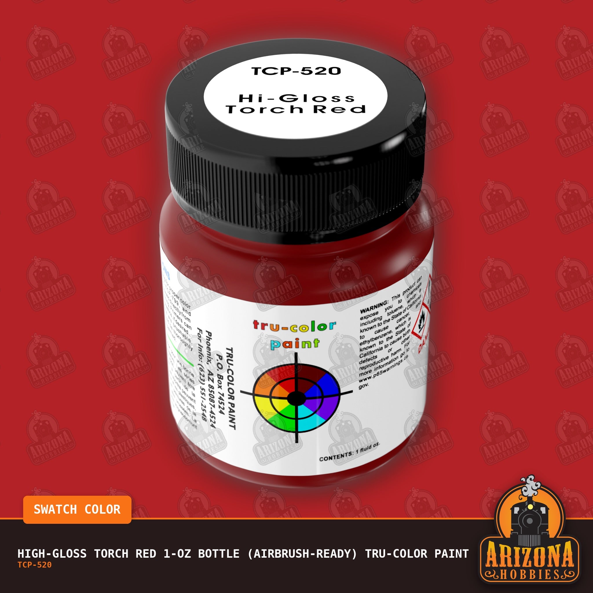High-Gloss TORCH RED 1-oz bottle (Airbrush-ready) Tru-Color Paint