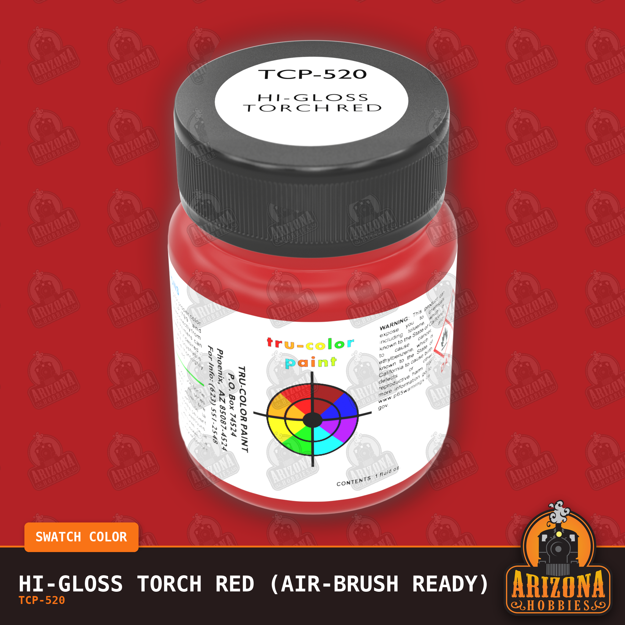 High-Gloss TORCH RED 1-oz bottle (Air-brush) Tru-Color Paint