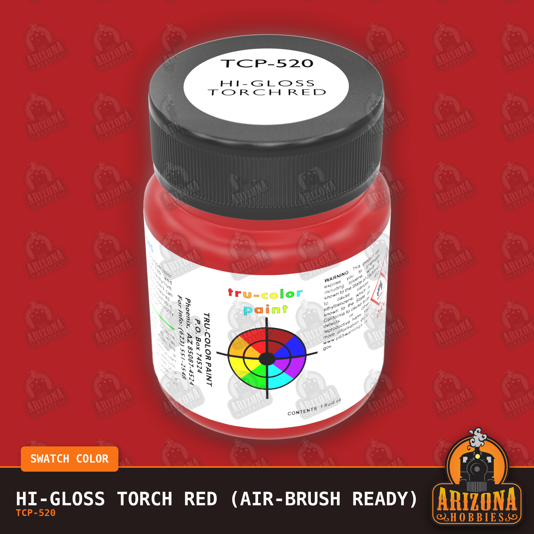 High-Gloss TORCH RED 1-oz bottle (Air-brush) Tru-Color Paint