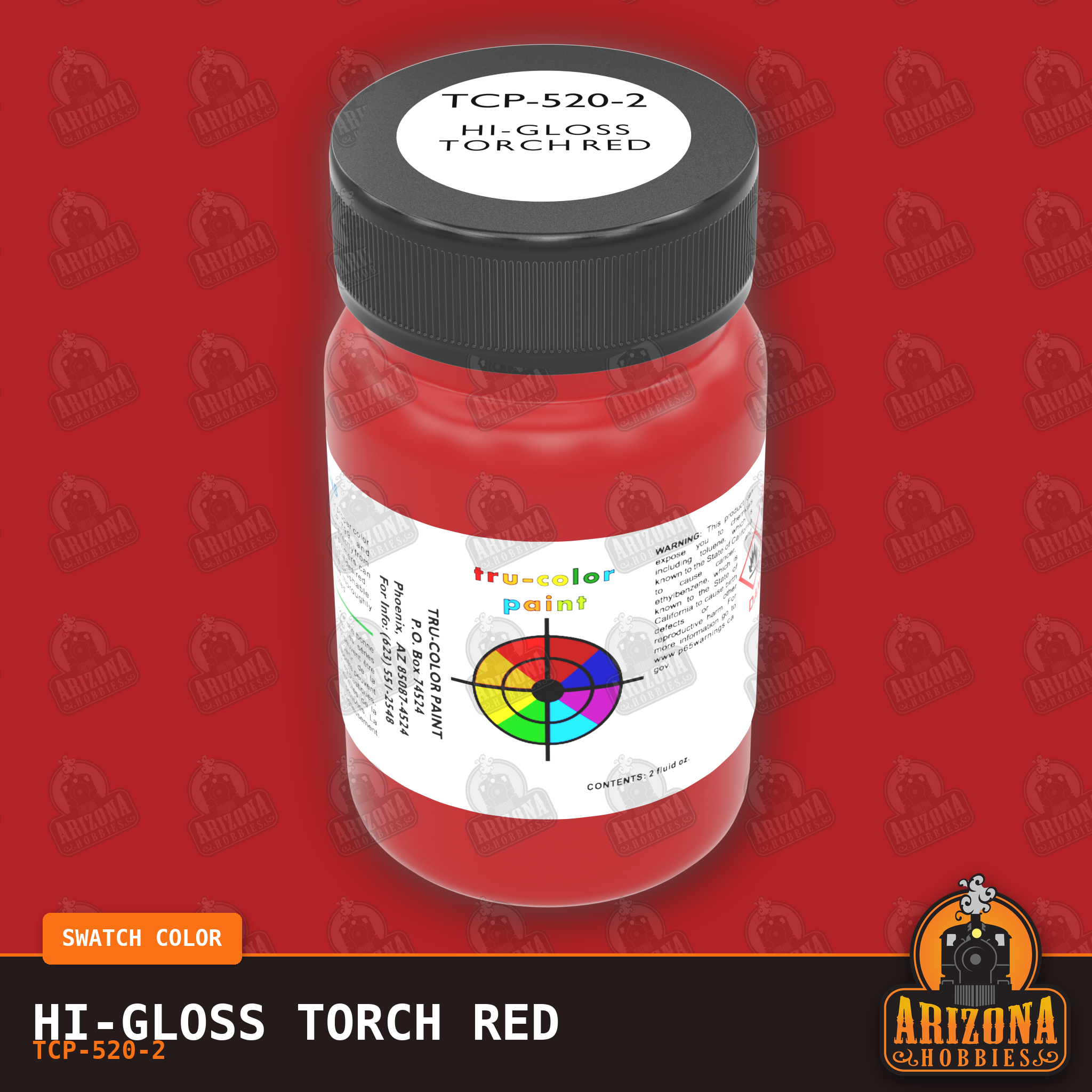 High-Gloss TORCH RED 2-oz bottle (Air-brush) Tru-Color Paint SPECIAL ORDER ONLY