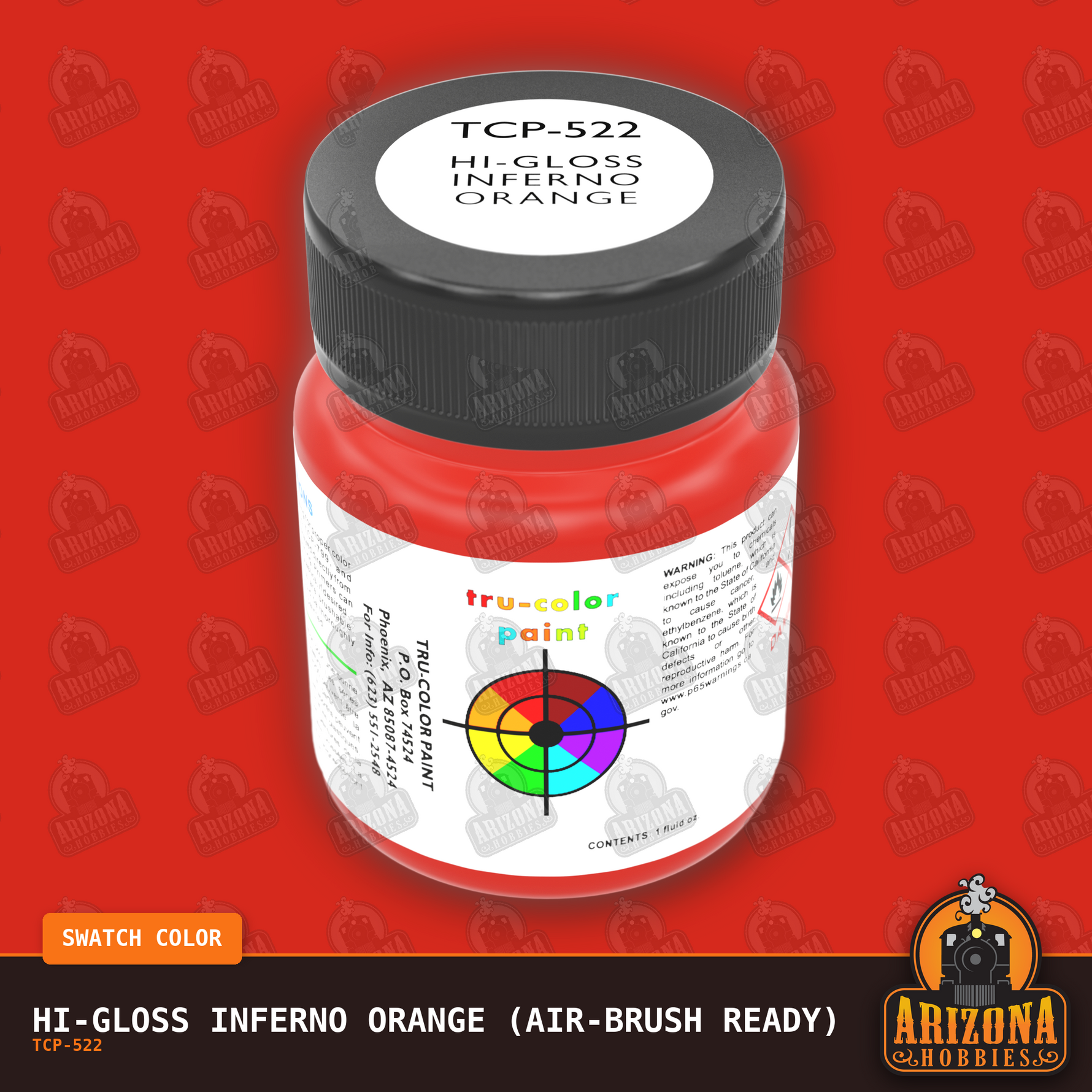 High-Gloss INFERNO ORANGE 1-oz bottle (Air-brush) Tru-Color Paint