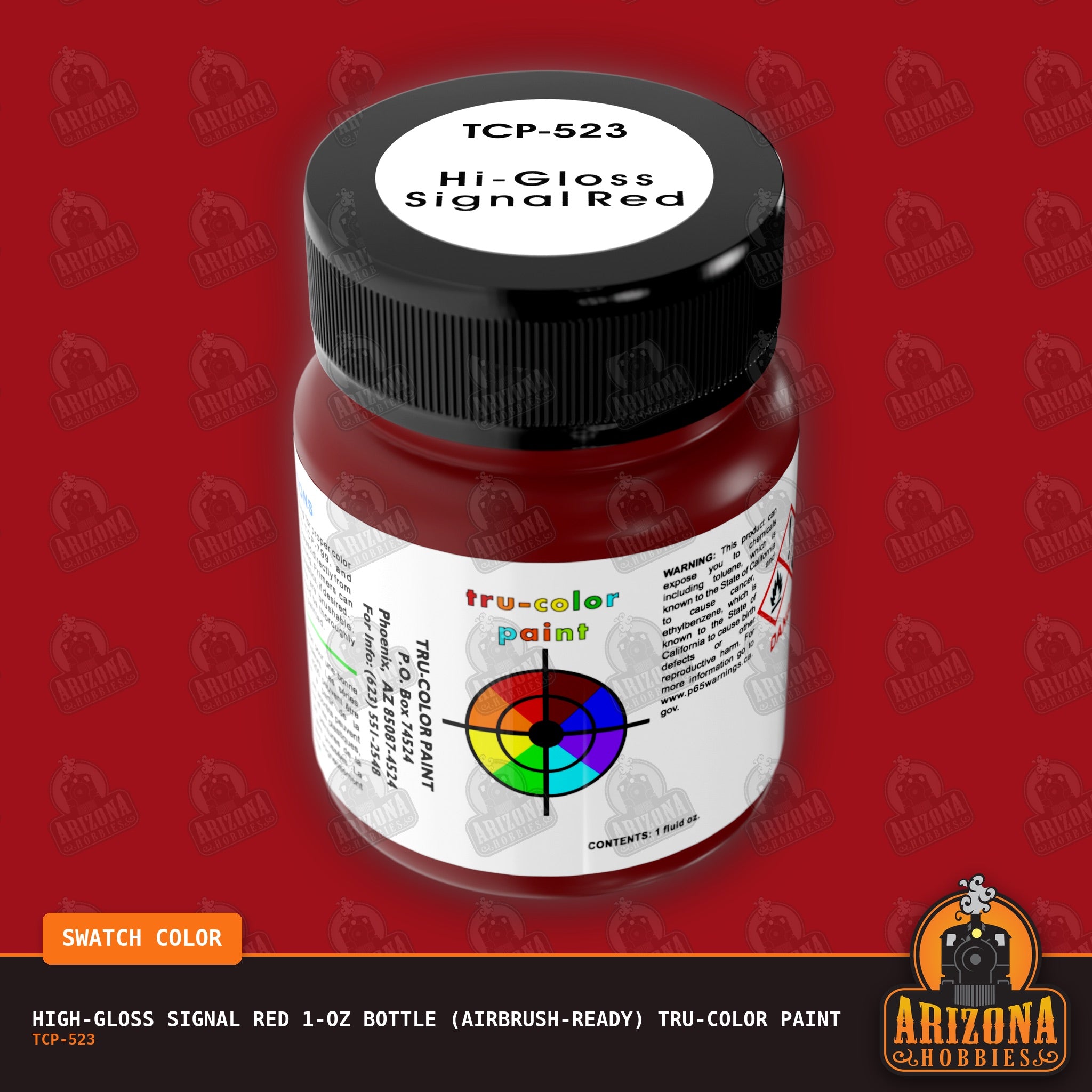 High-Gloss SIGNAL RED 1-oz bottle (Airbrush-ready) Tru-Color Paint