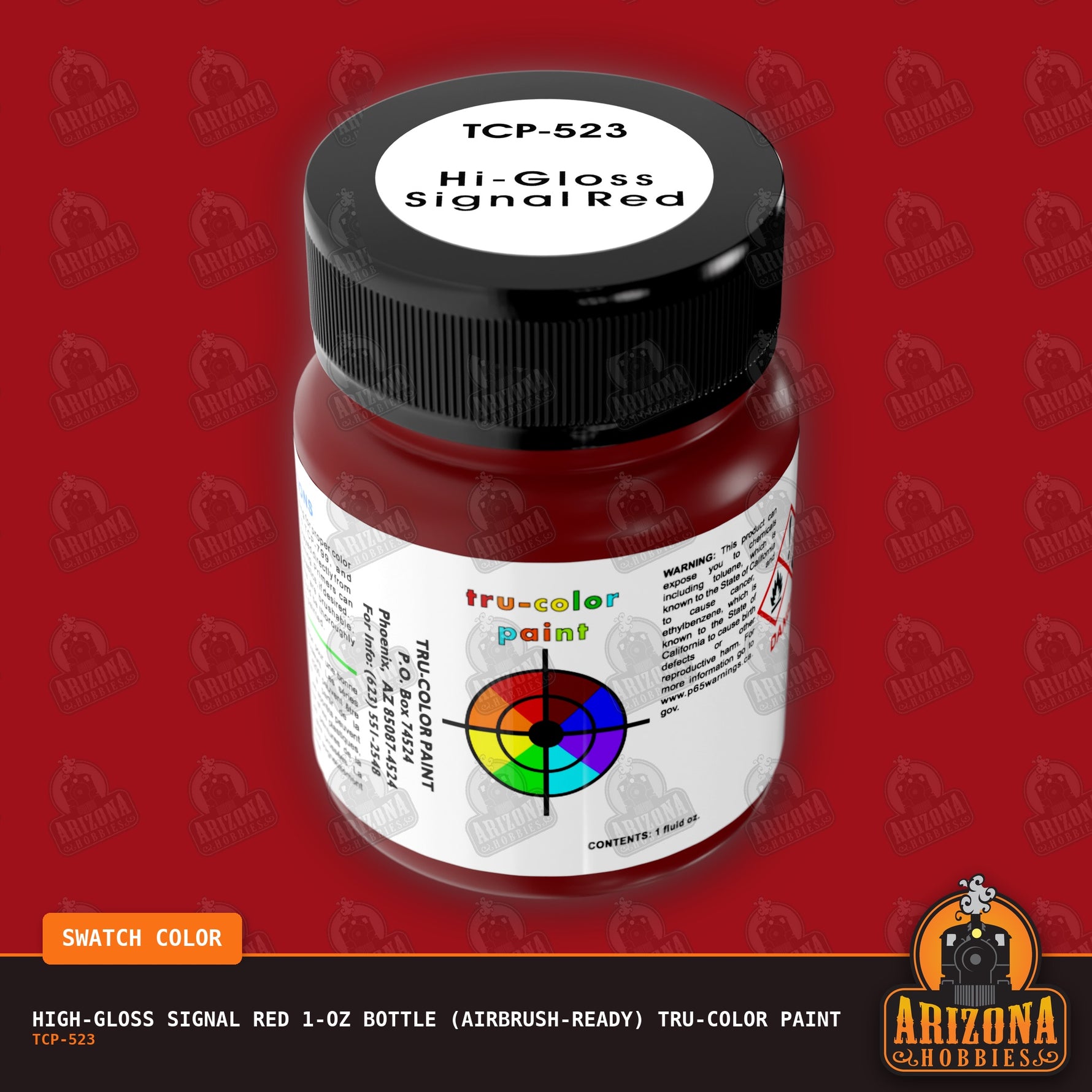 High-Gloss SIGNAL RED 1-oz bottle (Airbrush-ready) Tru-Color Paint