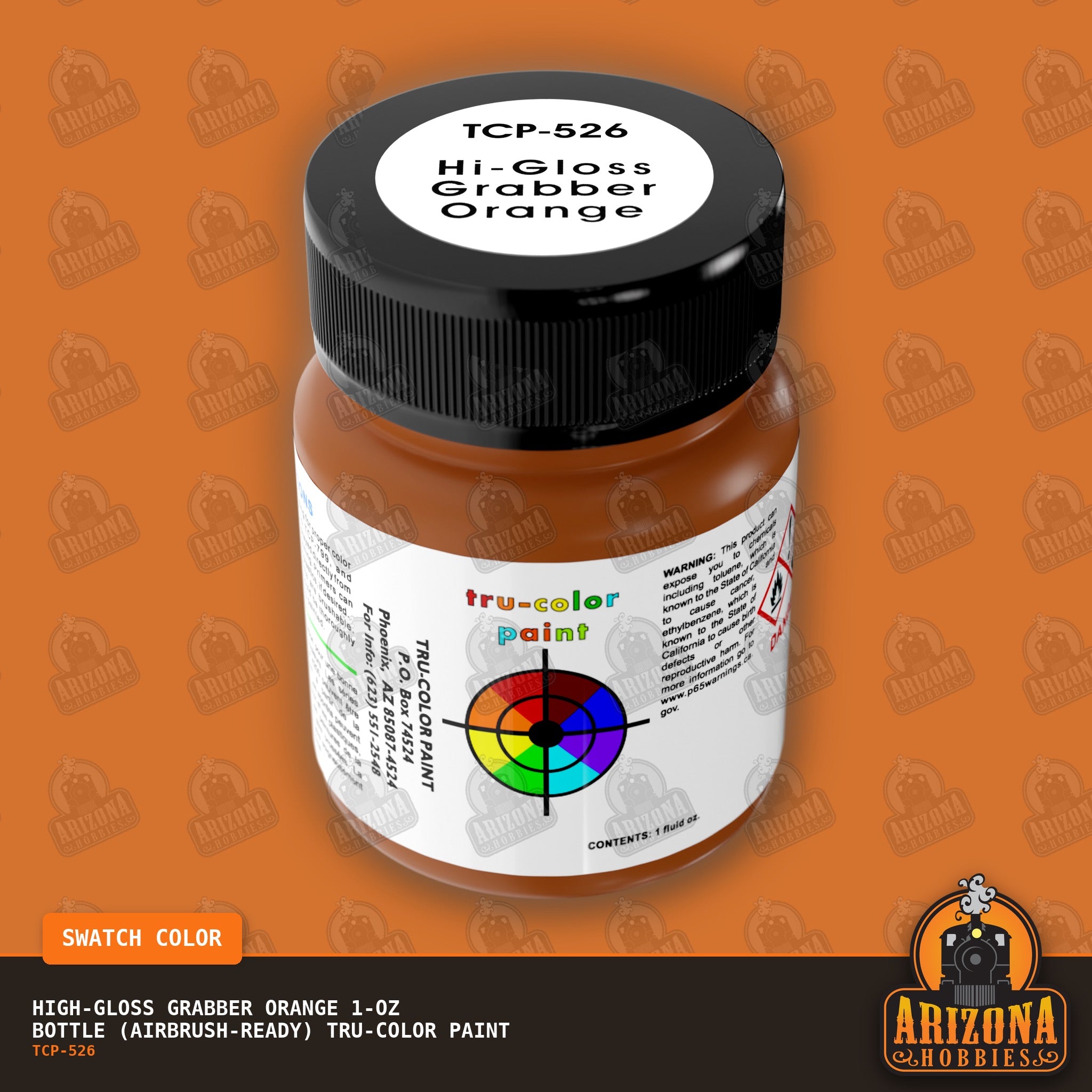 High-Gloss GRABBER ORANGE 1-oz bottle (Airbrush-ready) Tru-Color Paint