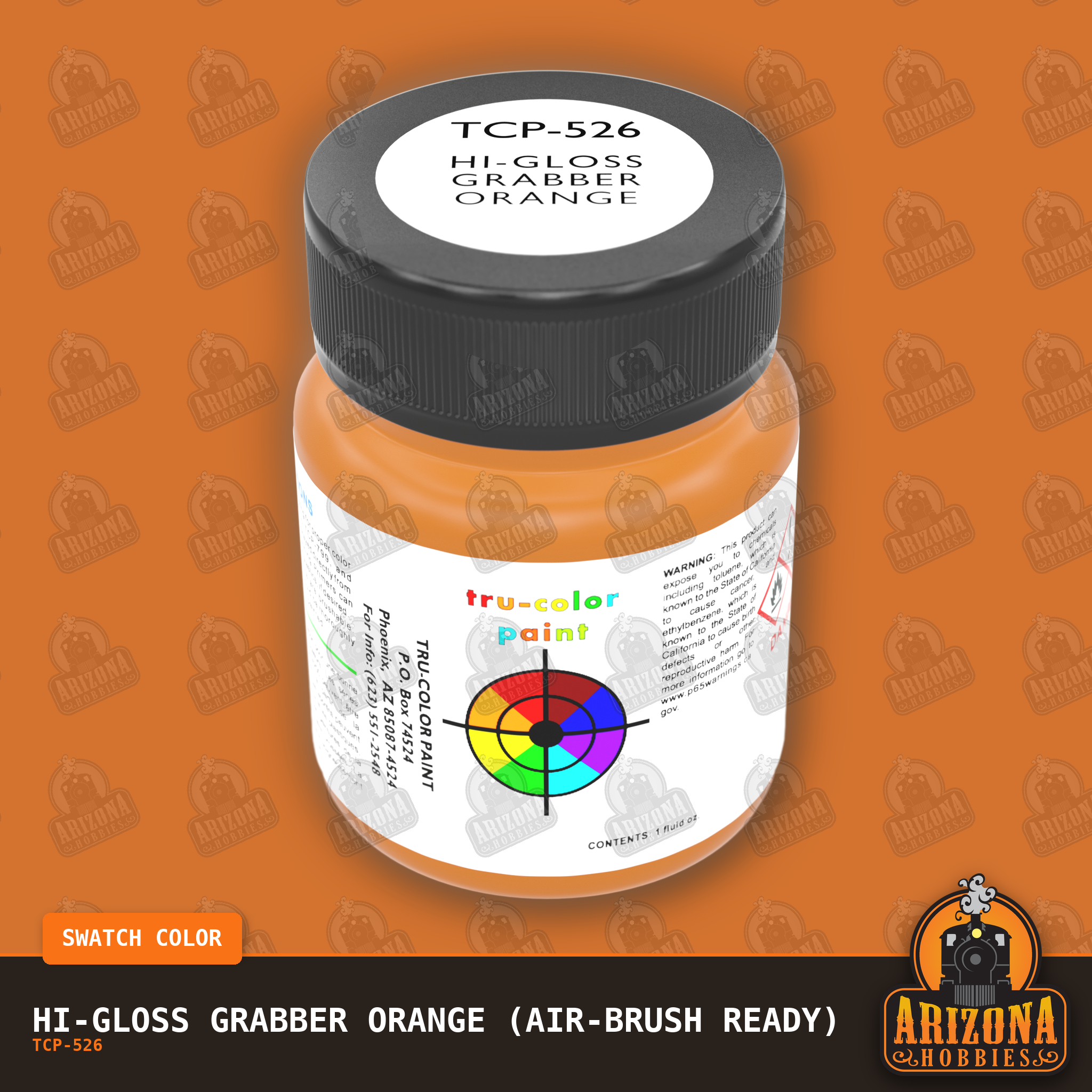 High-Gloss GRABBER ORANGE 1-oz bottle (Air-brush) Tru-Color Paint