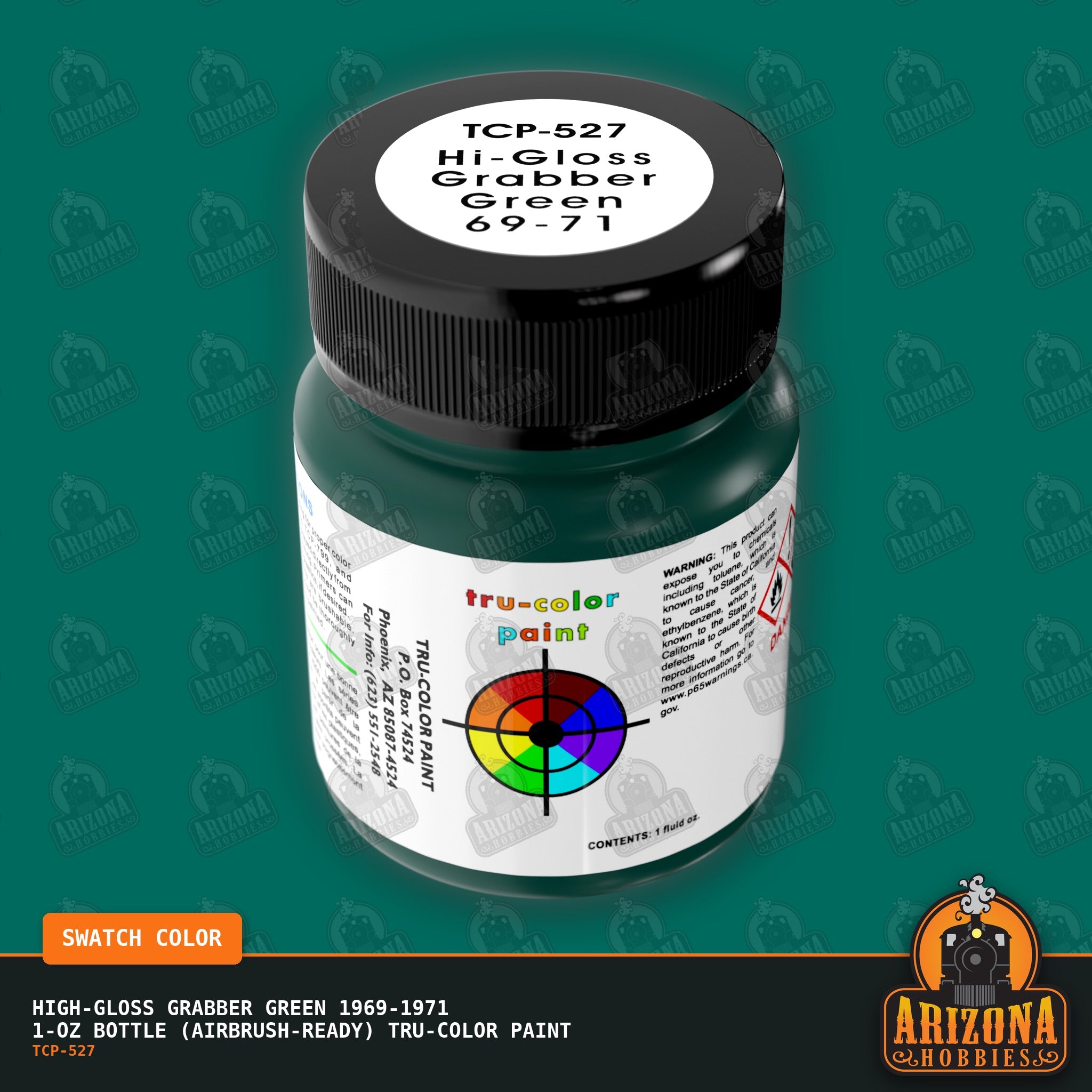 High-Gloss GRABBER GREEN 1969-1971 1-oz bottle (Airbrush-ready) Tru-Color Paint