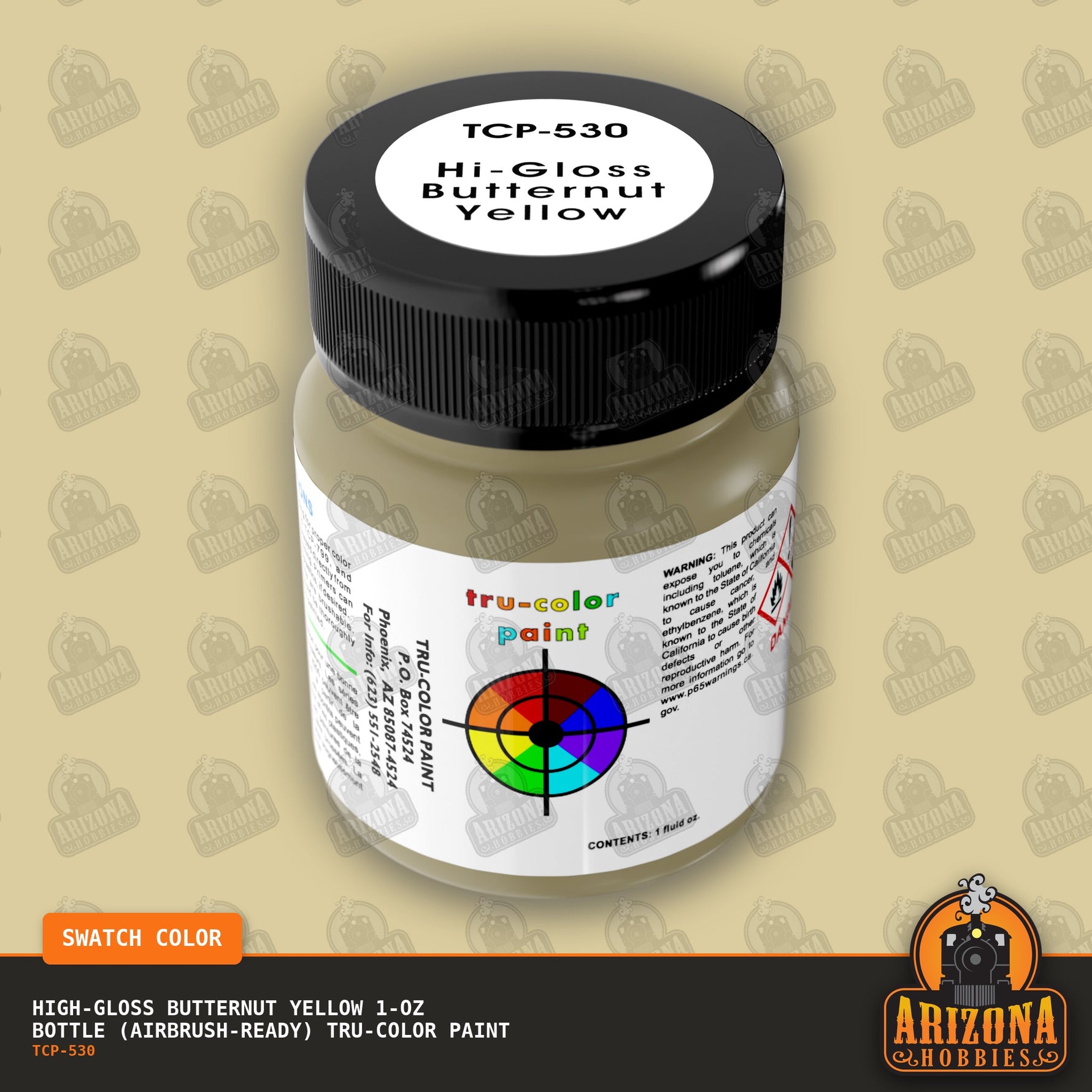 High-Gloss BUTTERNUT YELLOW 1-oz bottle (Airbrush-ready) Tru-Color Paint