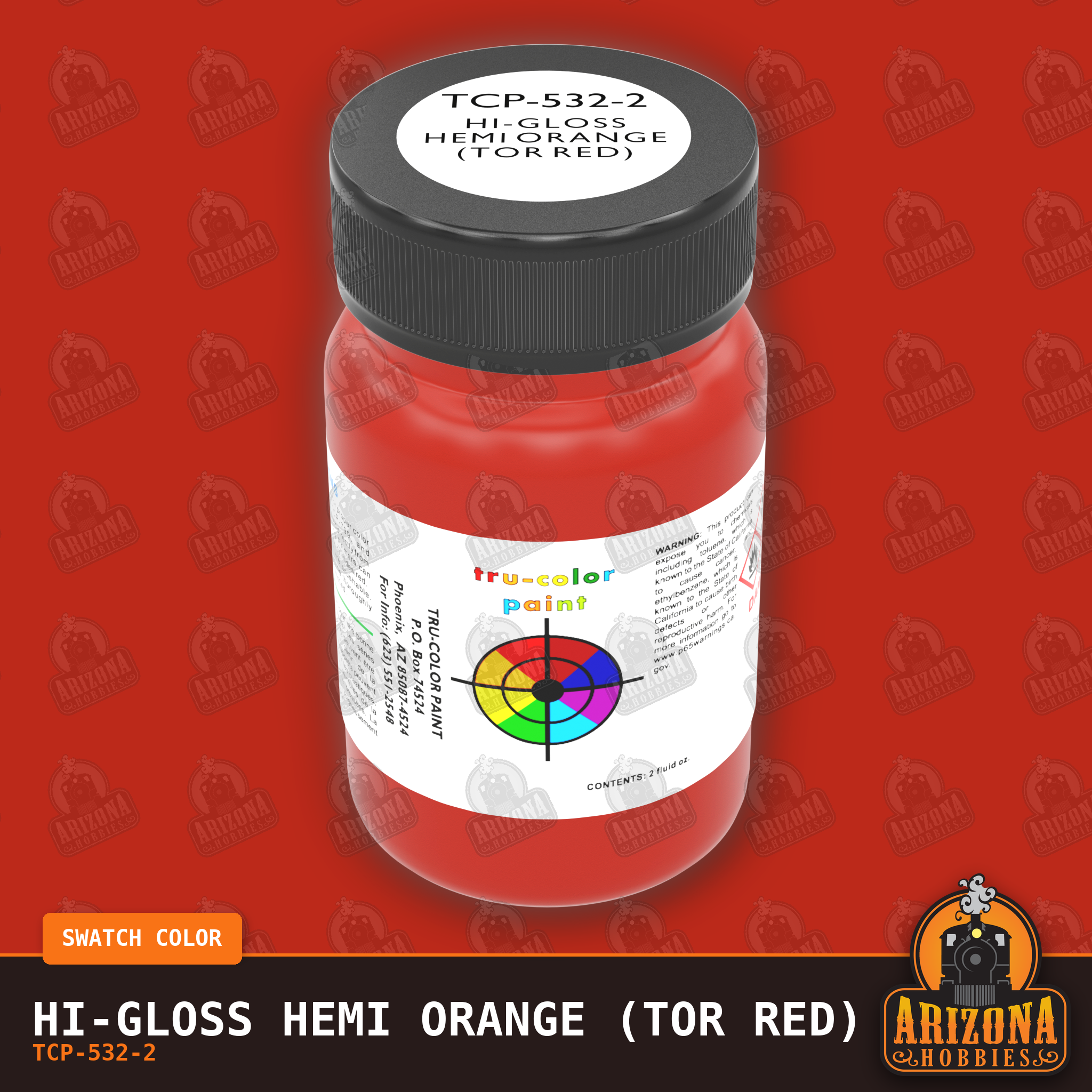 High-Gloss HEMI ORANGE (TOR RED) 2-oz bottle (Air-brush) Tru-Color Paint SPECIAL ORDER ONLY