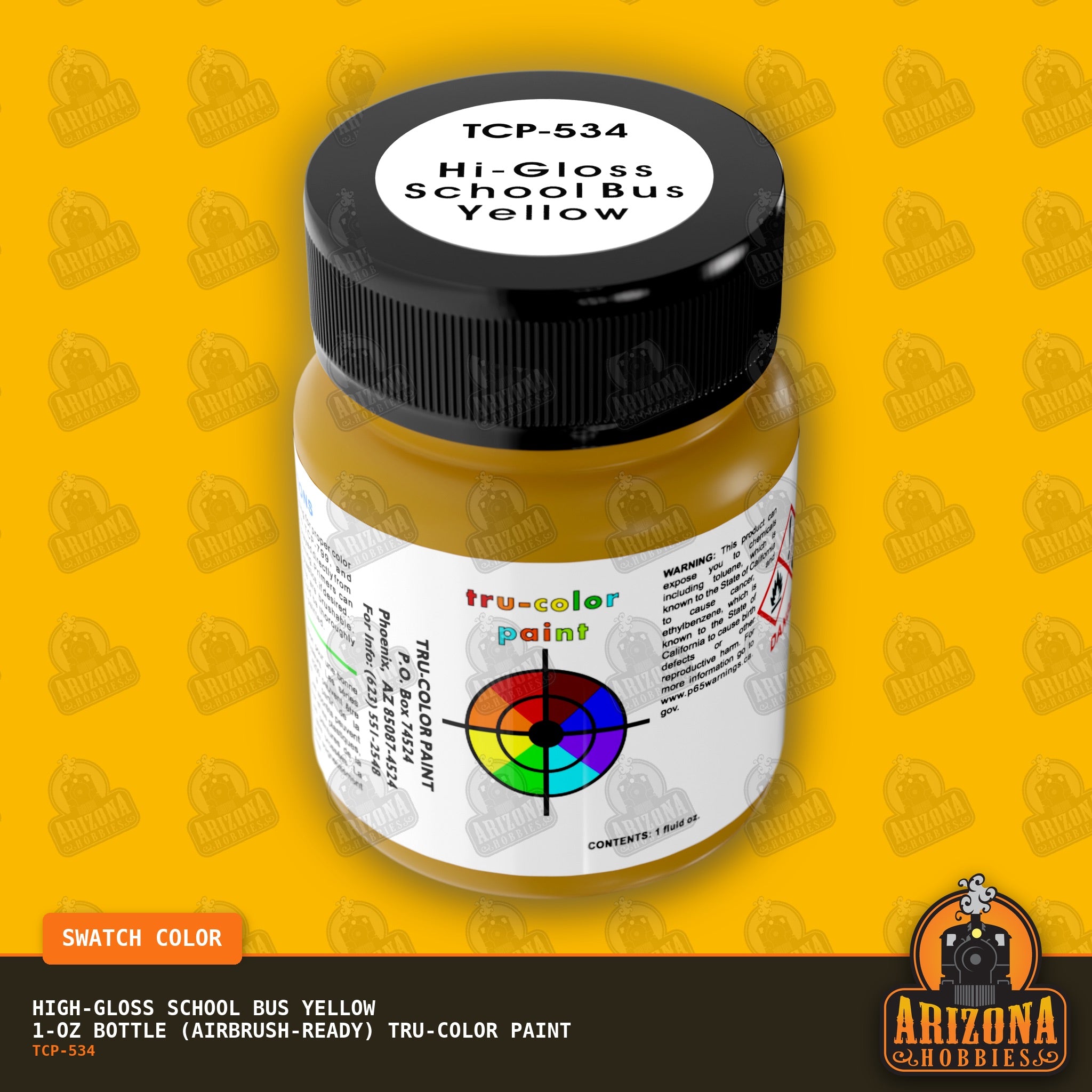 High-Gloss SCHOOL BUS YELLOW 1-oz bottle (Airbrush-ready) Tru-Color Paint