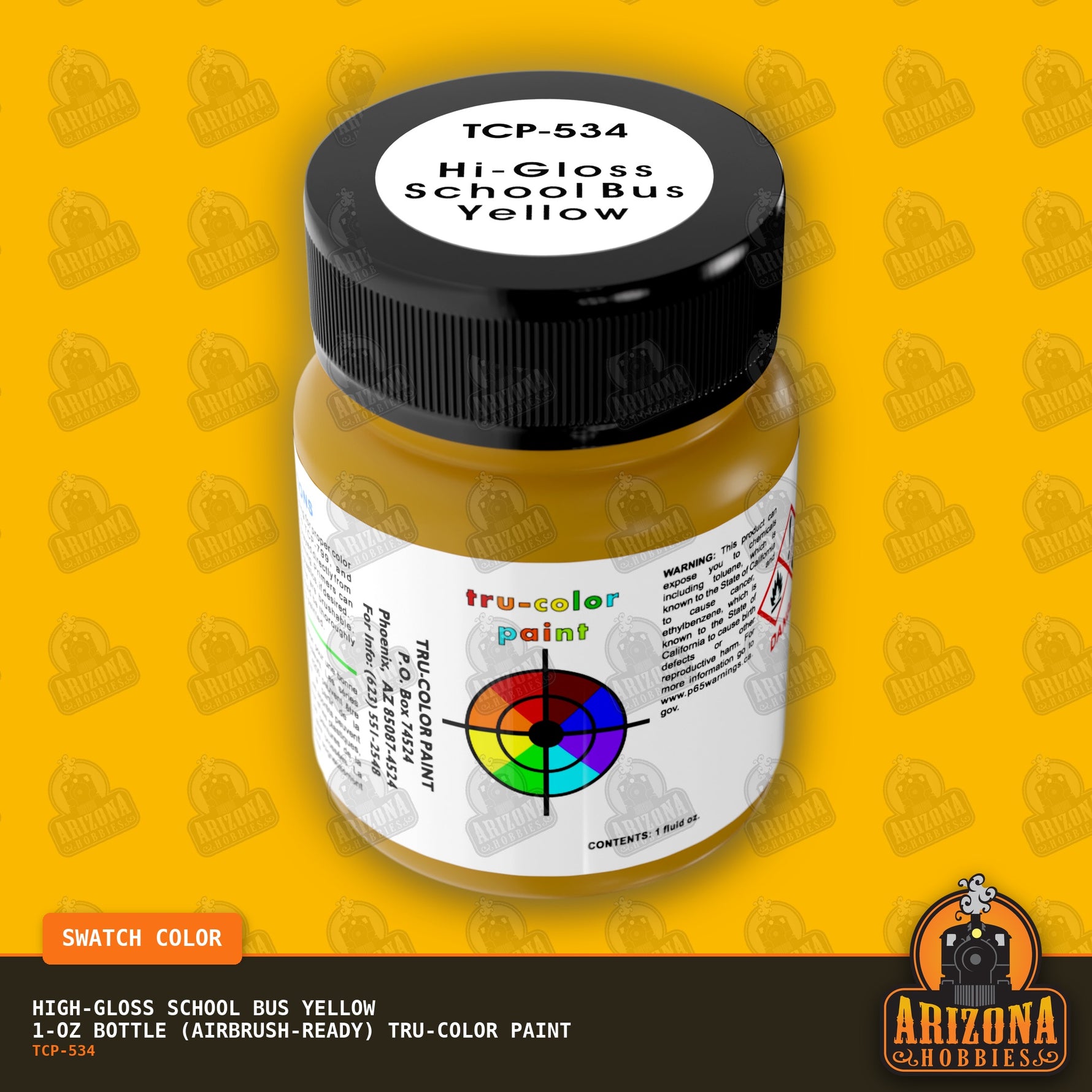 High-Gloss SCHOOL BUS YELLOW 1-oz bottle (Airbrush-ready) Tru-Color Paint