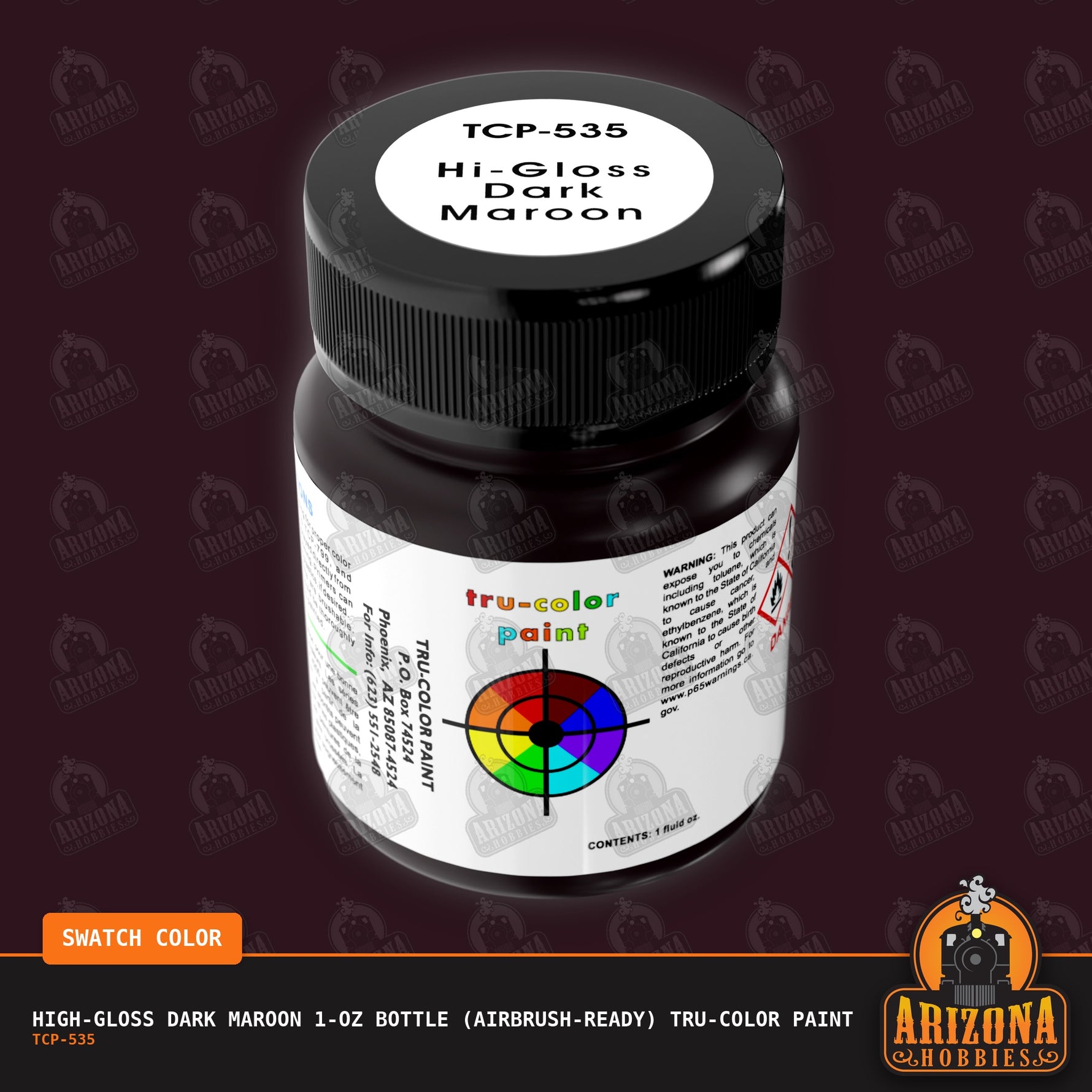 High-Gloss DARK MAROON 1-oz bottle (Airbrush-ready) Tru-Color Paint