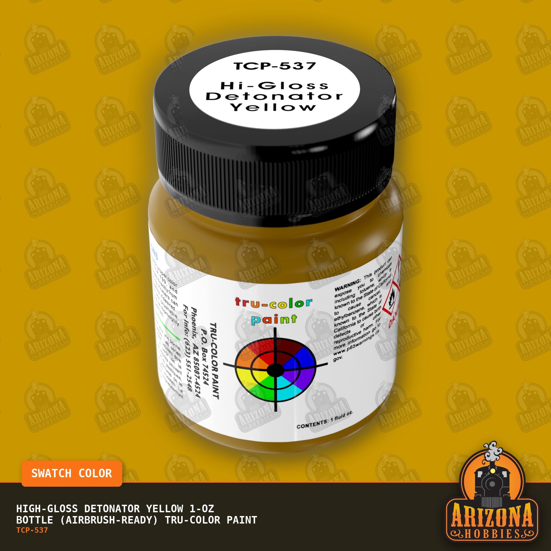 High-Gloss DETONATOR YELLOW 1-oz bottle (Airbrush-ready) Tru-Color Paint